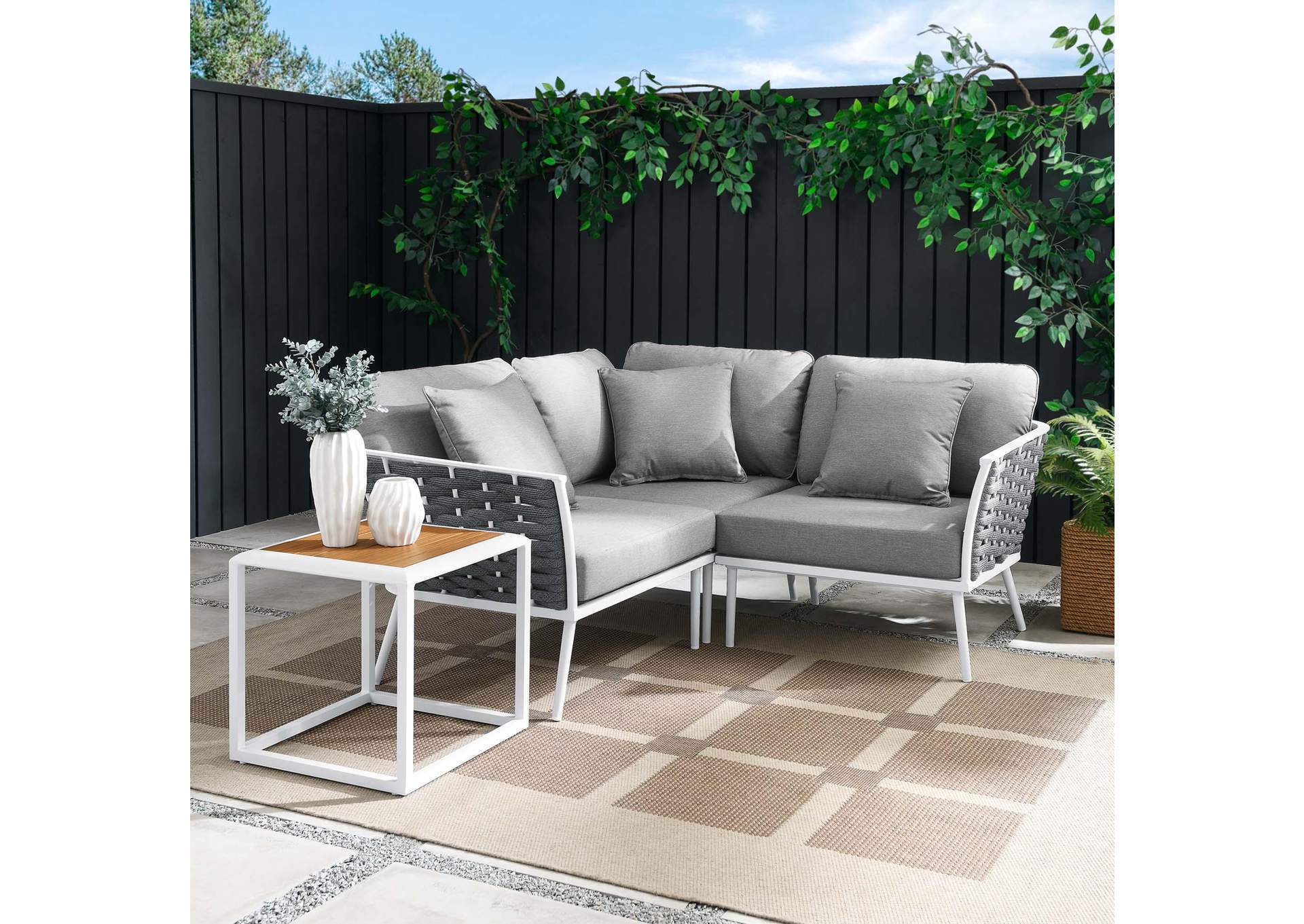 Stance 4 Piece Outdoor Patio Aluminum Sectional Sofa Set image 17