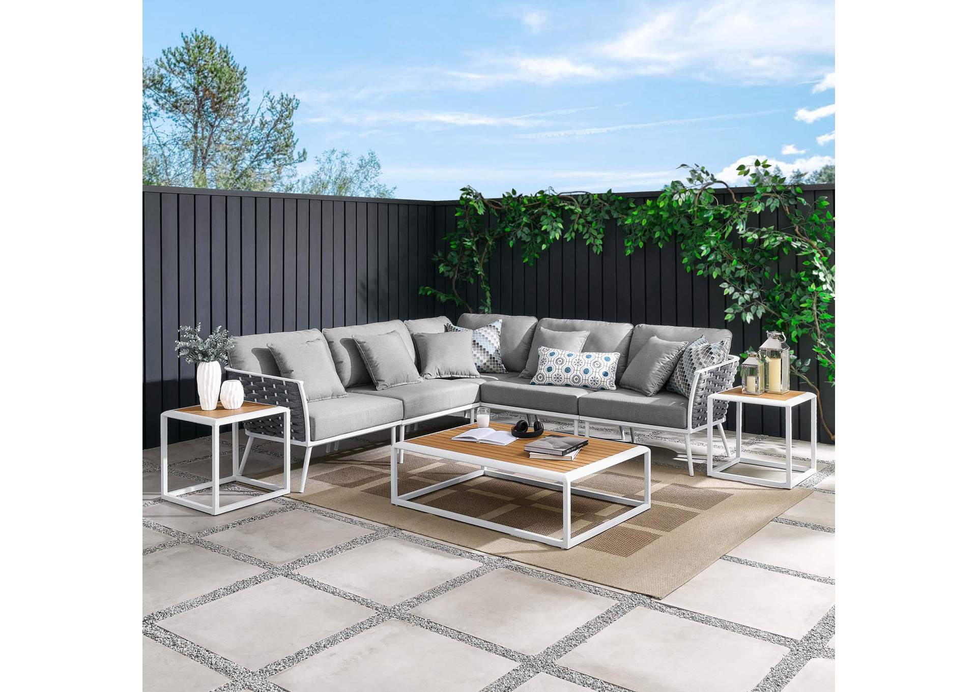 Stance 8 Piece Outdoor Patio Aluminum Sectional Sofa Set image 18