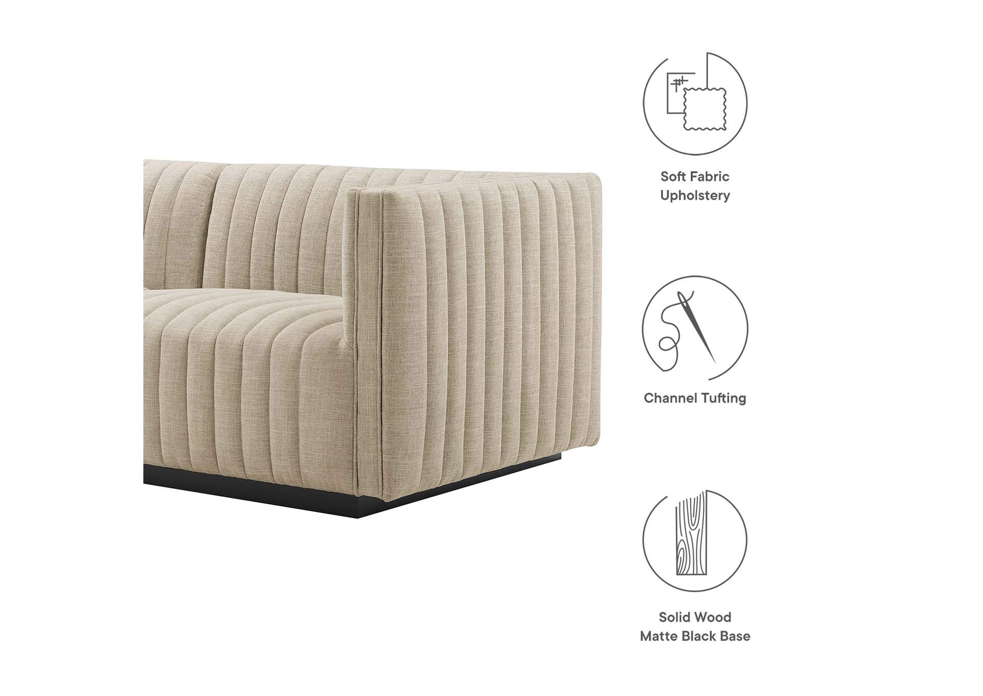 Conjure Channel Tufted Upholstered Fabric 4-Piece Sofa