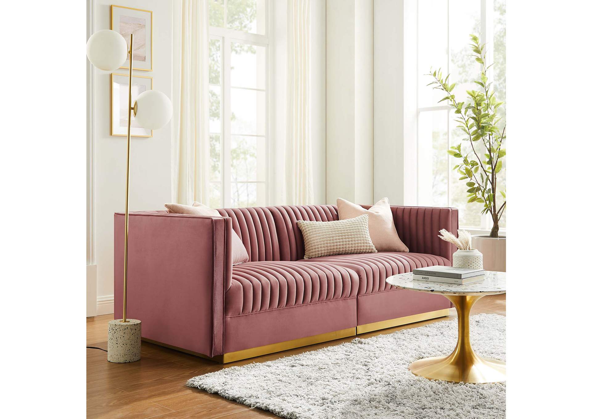 Sanguine Channel Tufted Performance Velvet Modular Sectional Sofa Loveseat image 10