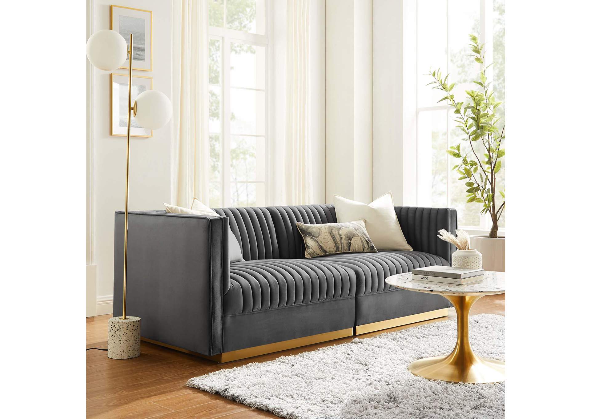 Sanguine Channel Tufted Performance Velvet Modular Sectional Sofa Loveseat image 10