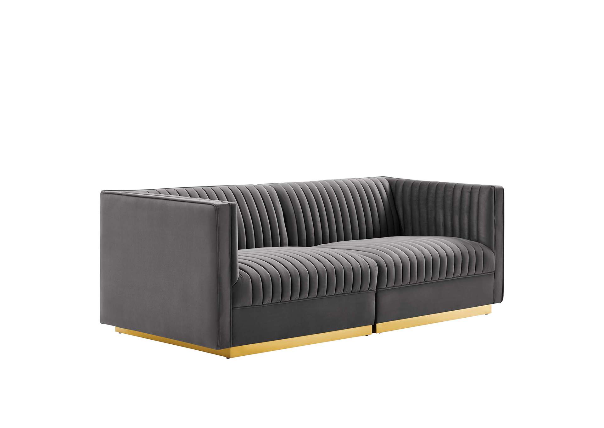 Sanguine Channel Tufted Performance Velvet Modular Sectional Sofa Loveseat By Modway image 1