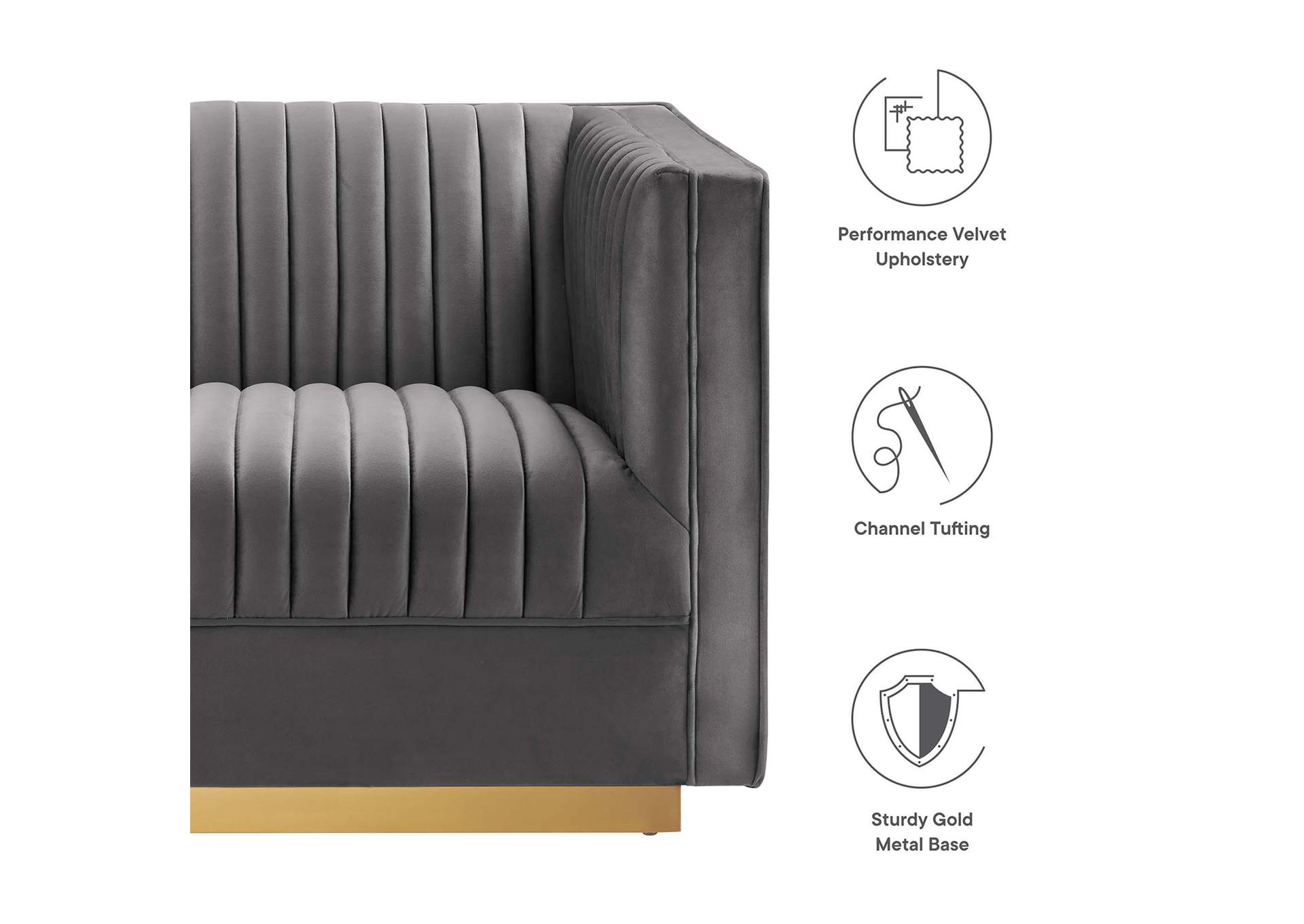 Sanguine Channel Tufted Performance Velvet Modular Sectional Sofa Loveseat image 9