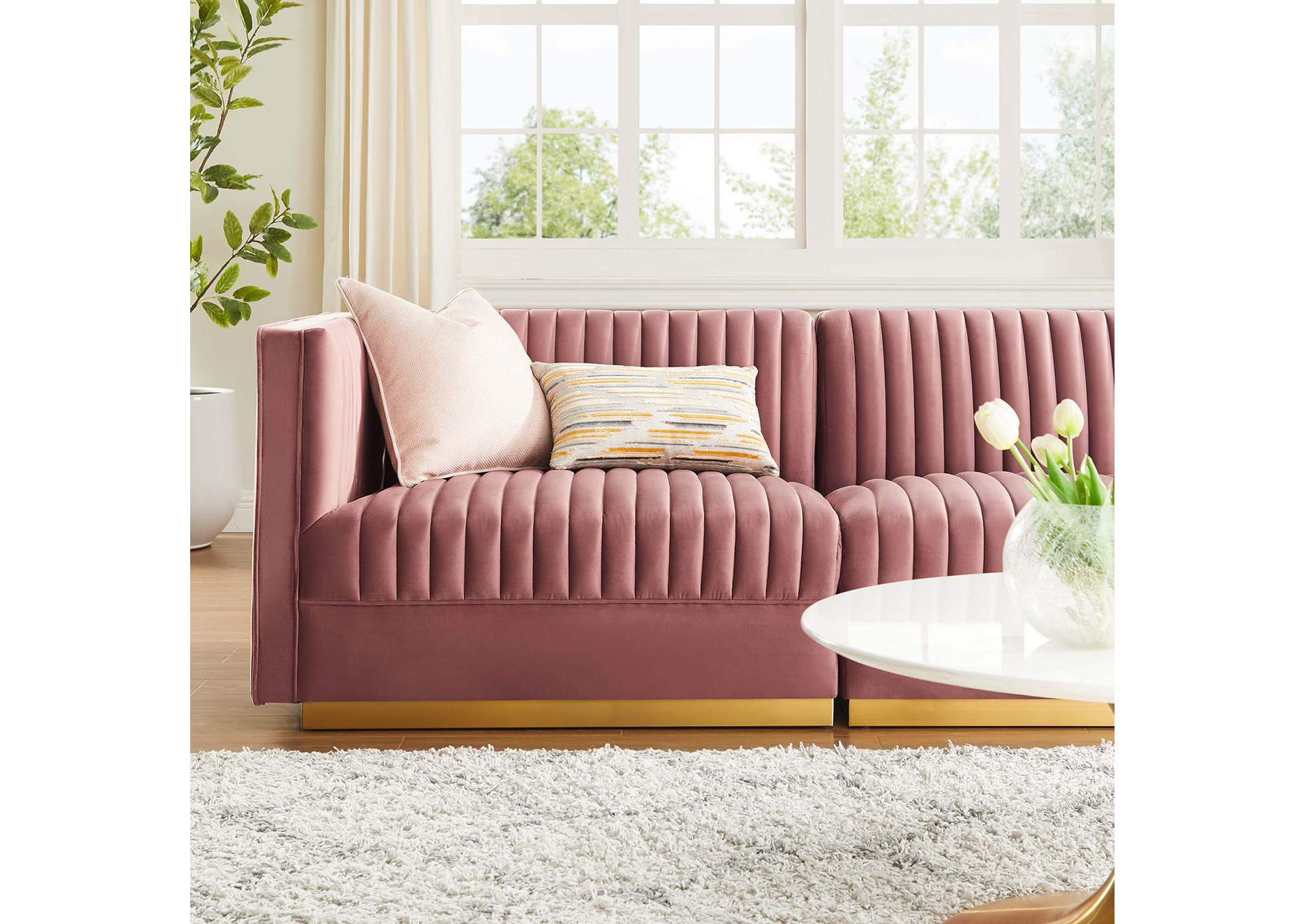 Sanguine Channel Tufted Performance Velvet 3-Seat Modular Sectional Sofa image 11