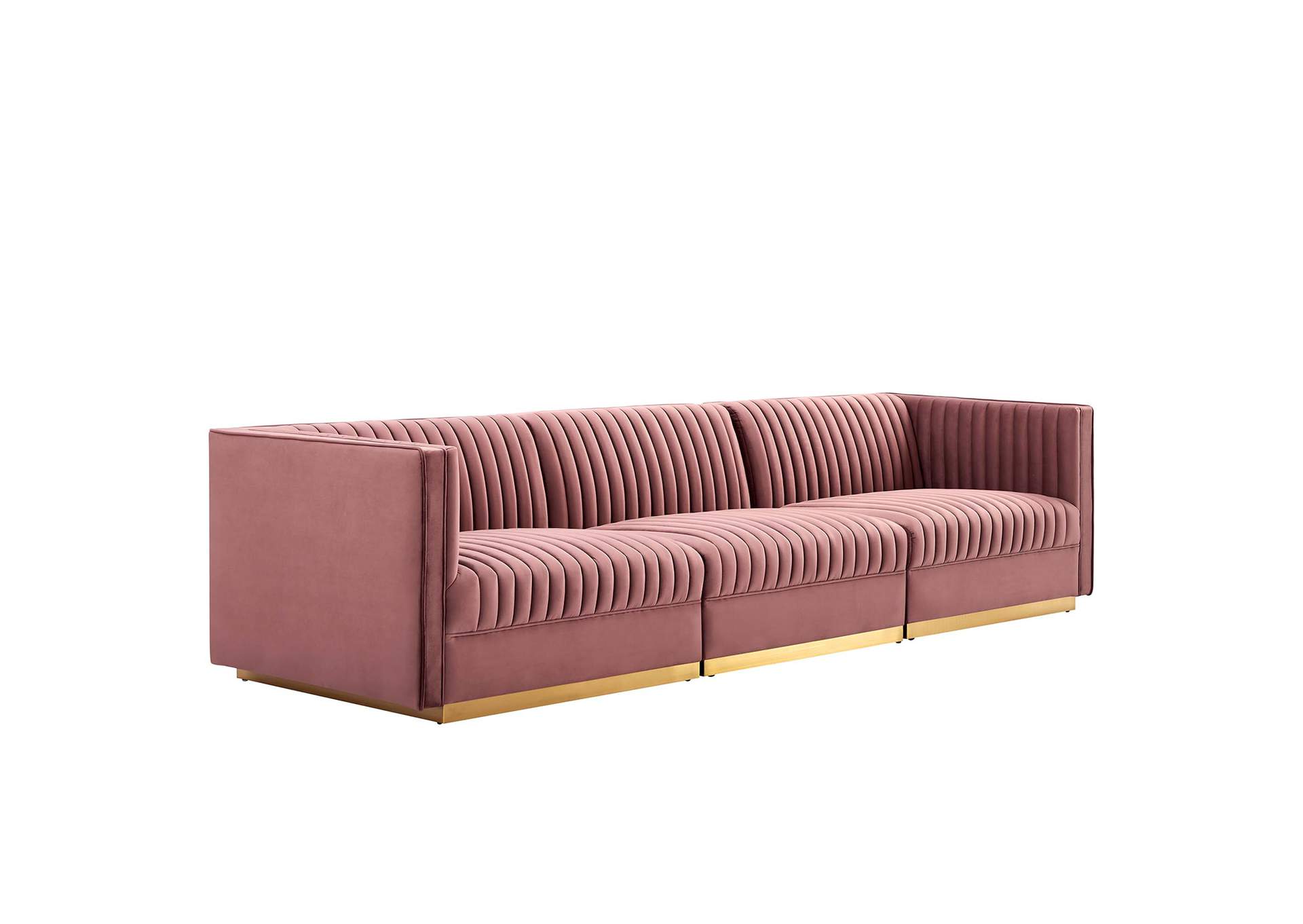 Sanguine Channel Tufted Performance Velvet 3-Seat Modular Sectional Sofa By Modway image 1