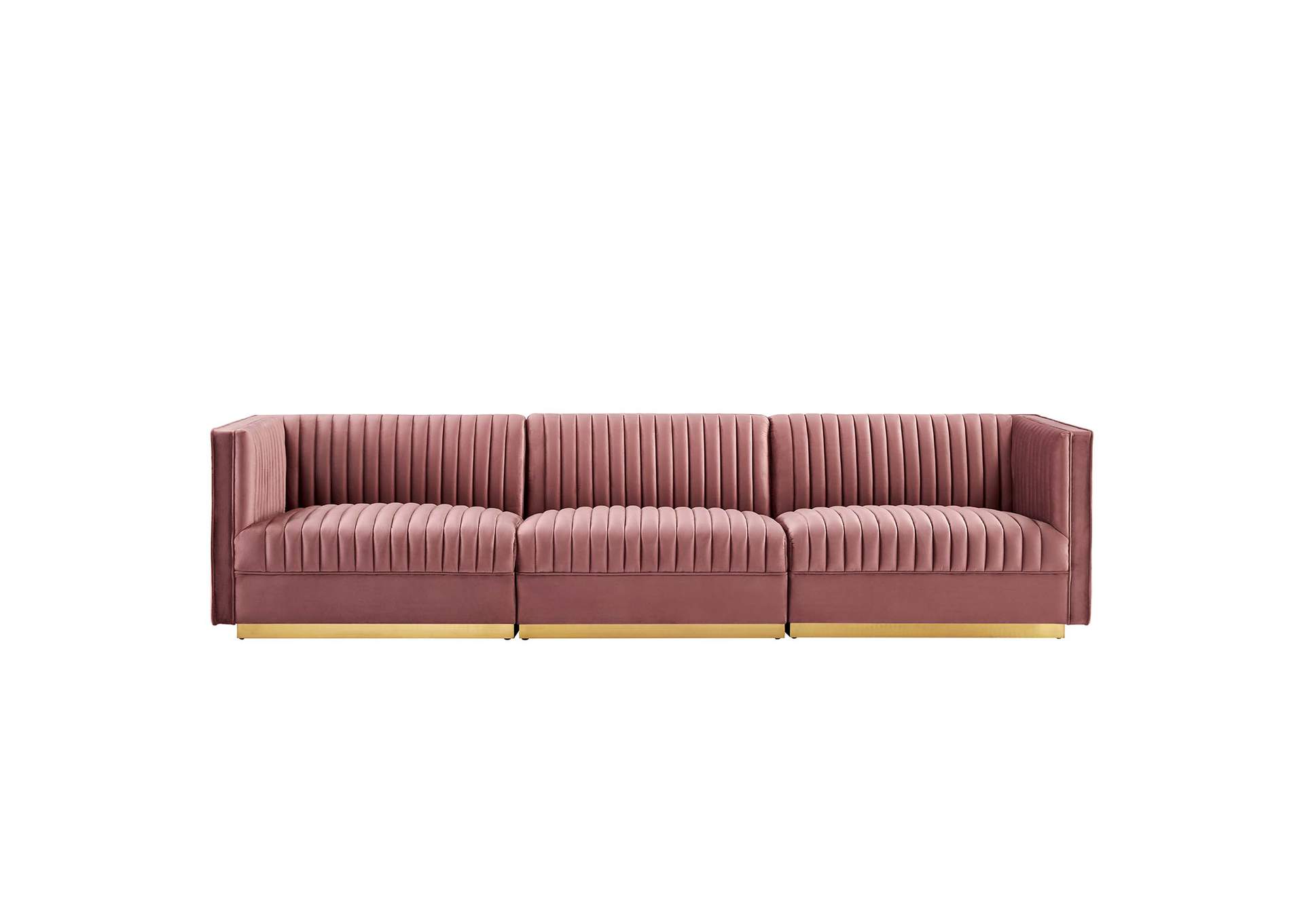 Sanguine Channel Tufted Performance Velvet 3-Seat Modular Sectional Sofa image 3