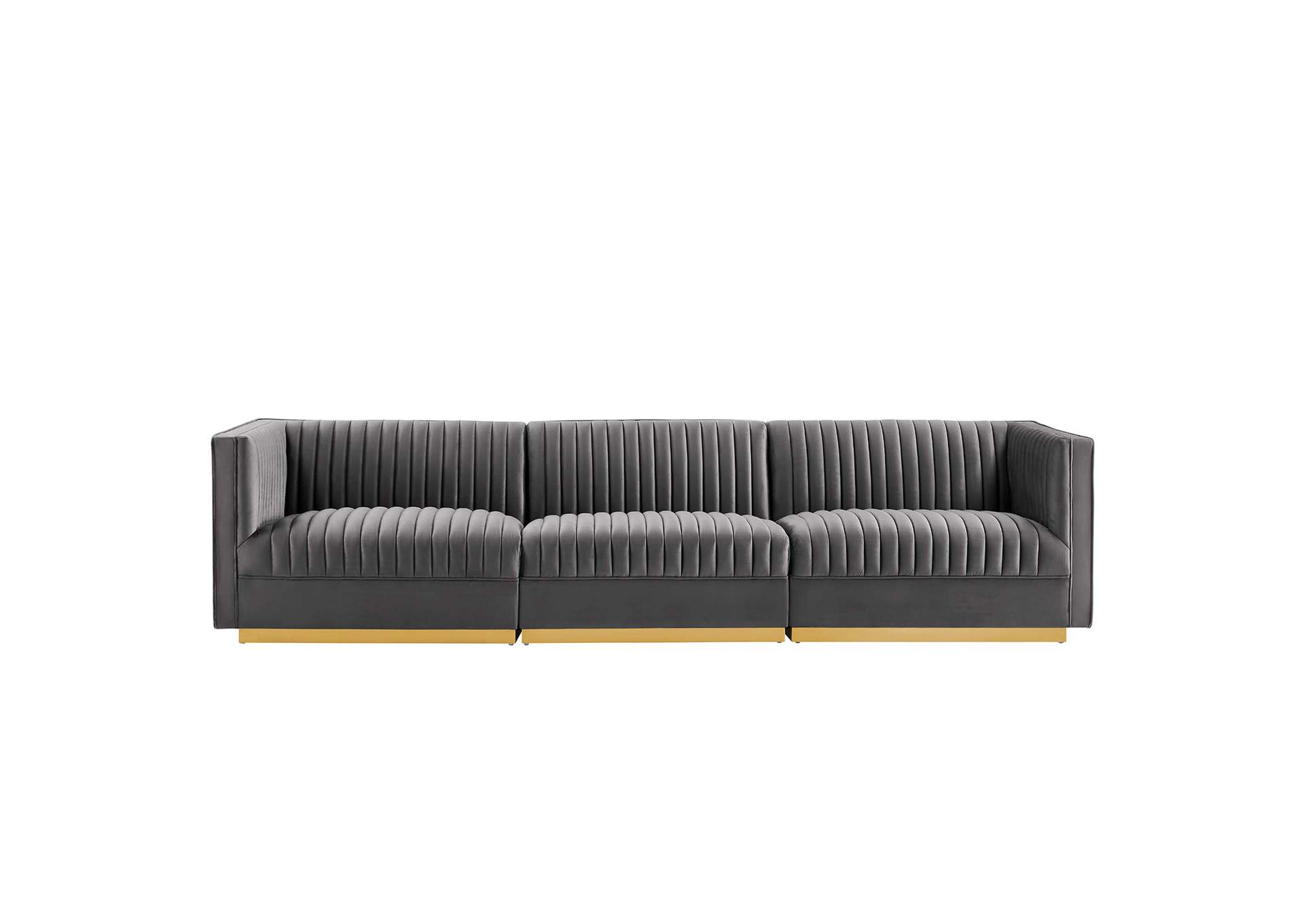 Sanguine Channel Tufted Performance Velvet 3-Seat Modular Sectional Sofa image 3