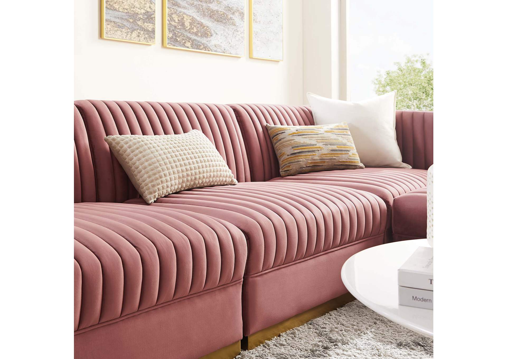 Sanguine Channel Tufted Performance Velvet 4-Piece Modular Sectional Sofa image 14