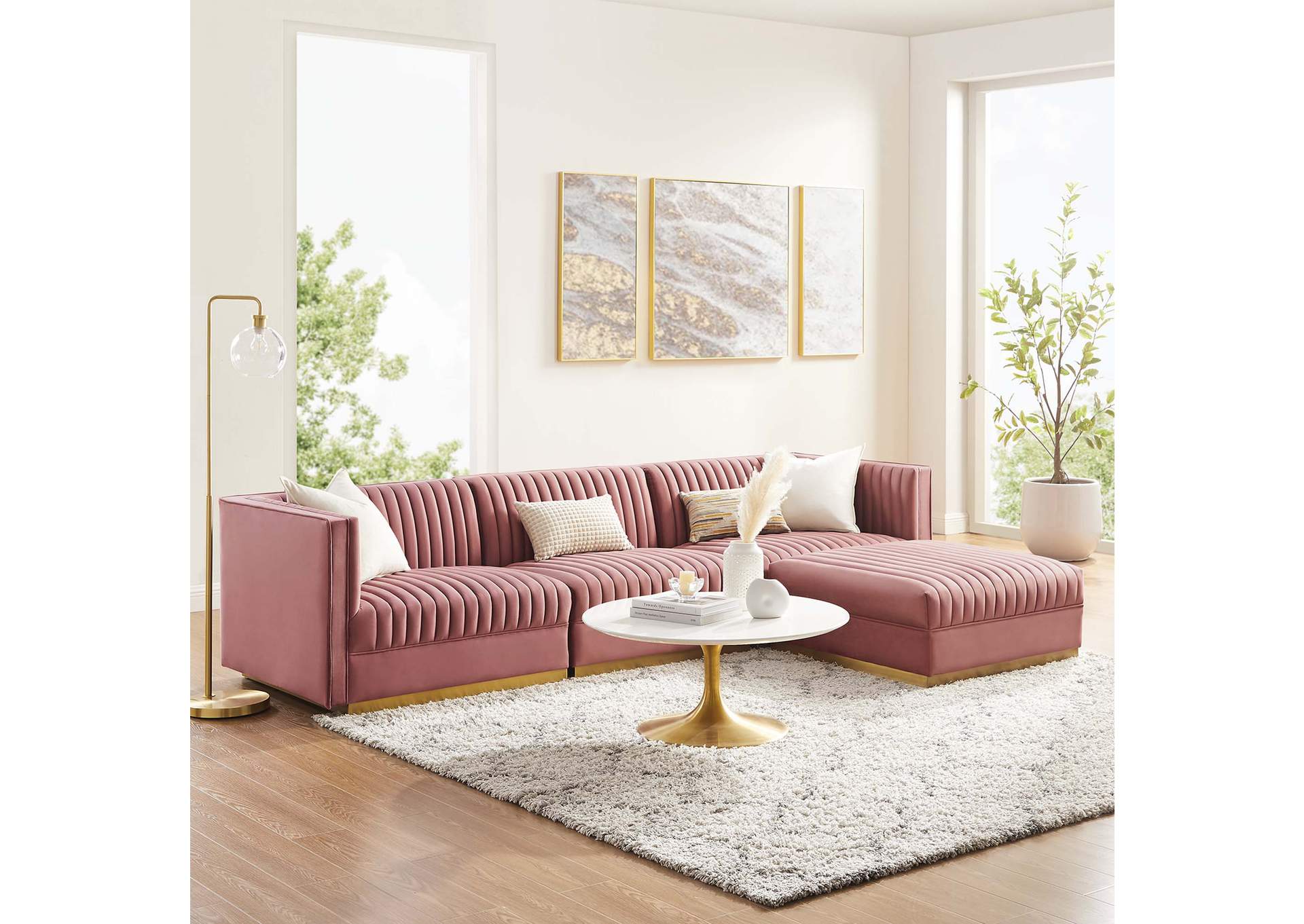 Sanguine Channel Tufted Performance Velvet 4-Piece Modular Sectional Sofa image 15