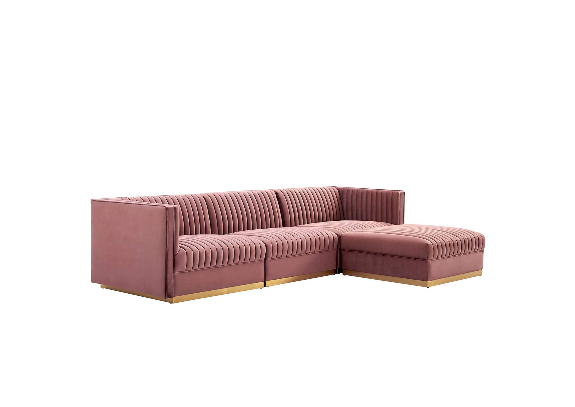 Sanguine 4-Piece Channel Tufted Performance Velvet Modular Sectional Sofa By Modway image 1