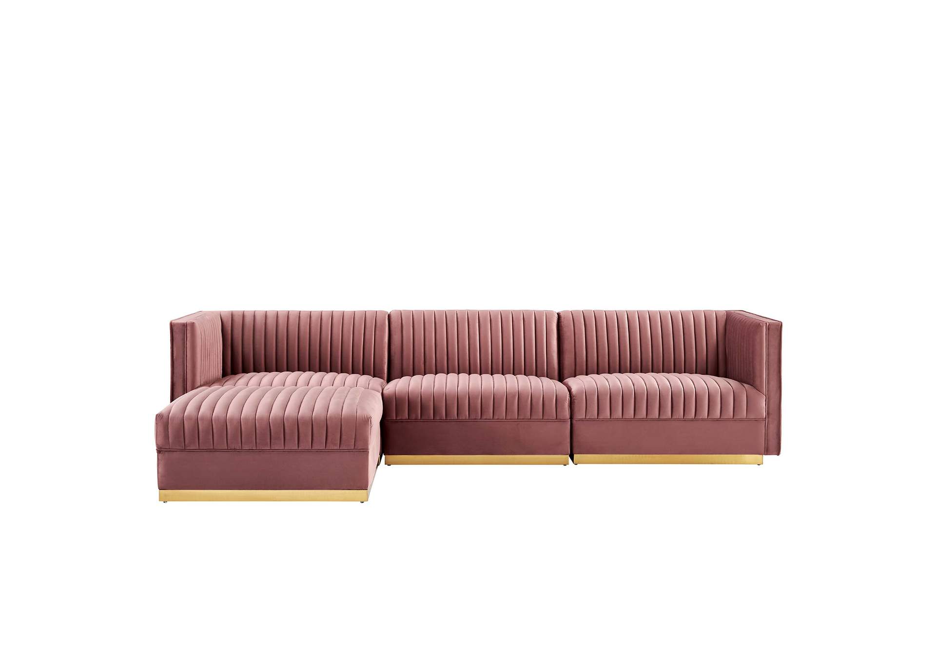 Sanguine Channel Tufted Performance Velvet 4-Piece Modular Sectional Sofa image 3