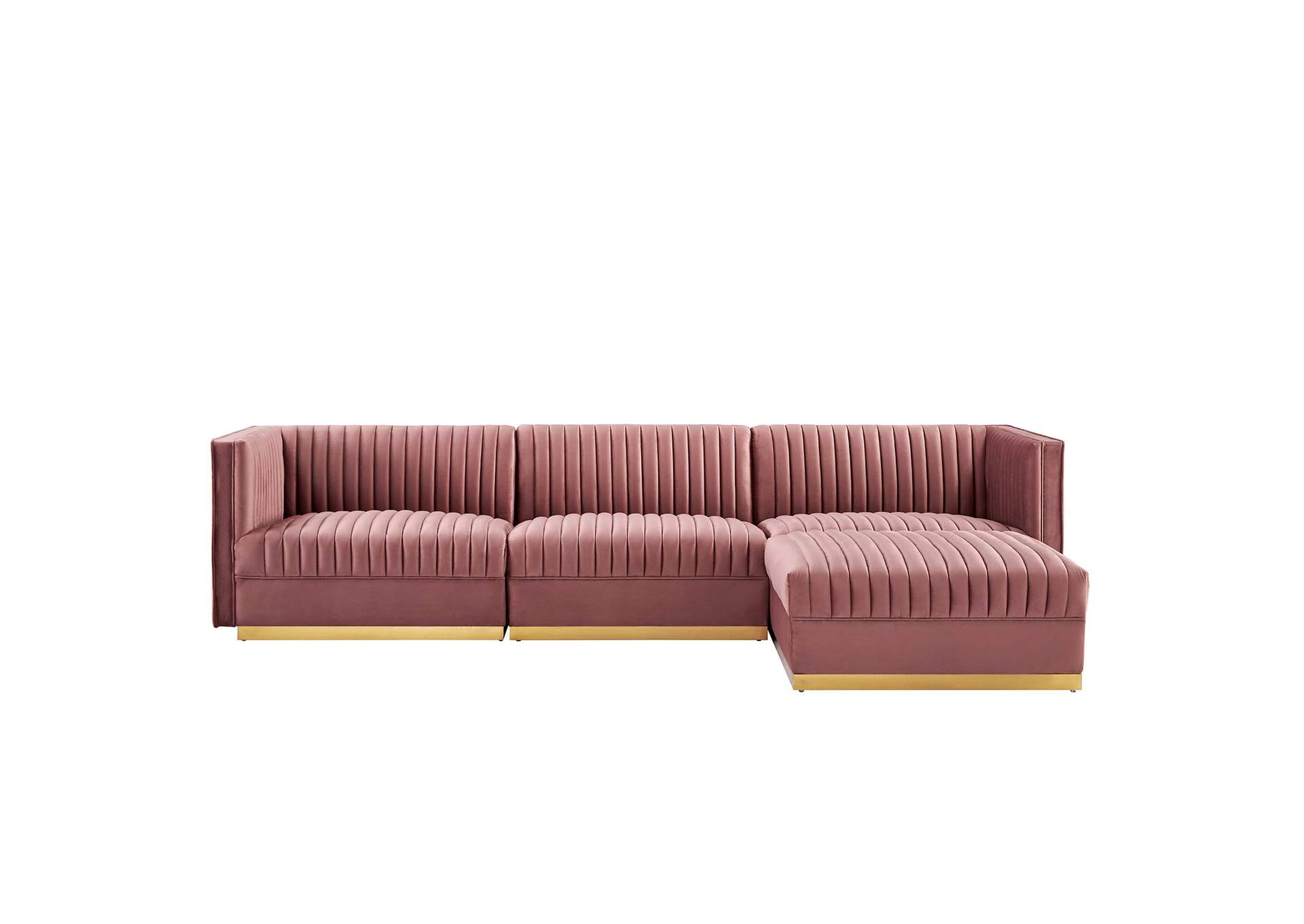 Sanguine Channel Tufted Performance Velvet 4-Piece Modular Sectional Sofa image 4