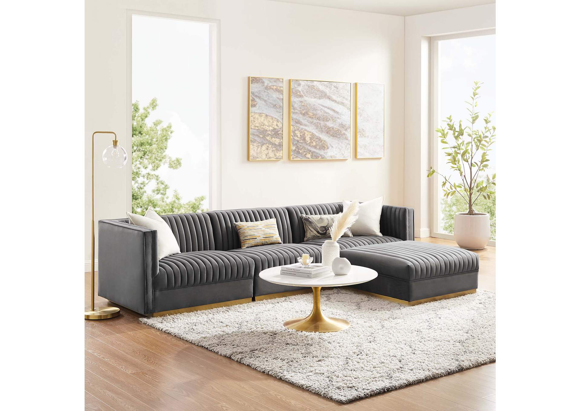 Sanguine Channel Tufted Performance Velvet 4-Piece Modular Sectional Sofa image 15