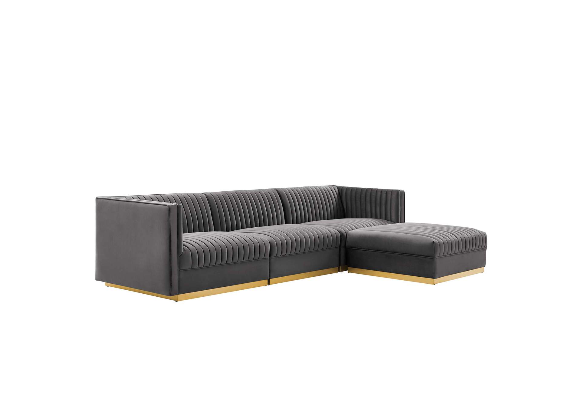 Sanguine 4-Piece Channel Tufted Performance Velvet Modular Sectional Sofa By Modway image 1