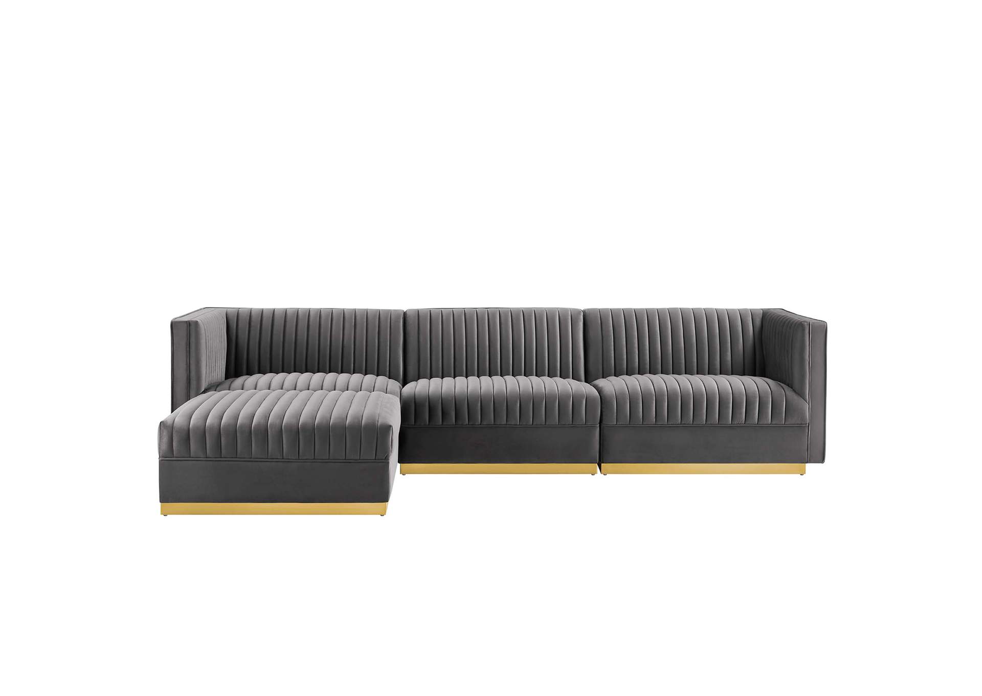 Sanguine Channel Tufted Performance Velvet 4-Piece Modular Sectional Sofa image 3