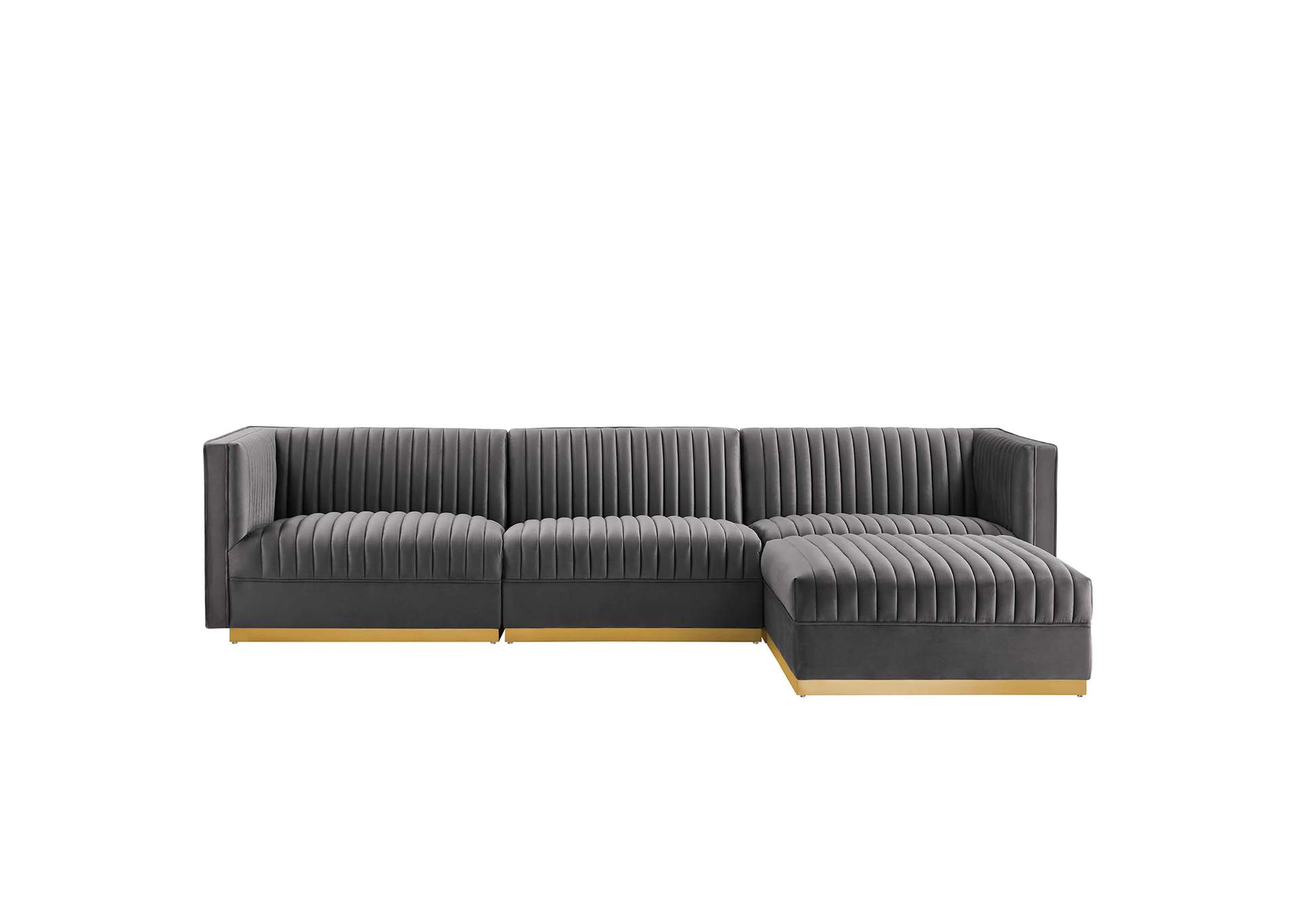 Sanguine Channel Tufted Performance Velvet 4-Piece Modular Sectional Sofa image 4
