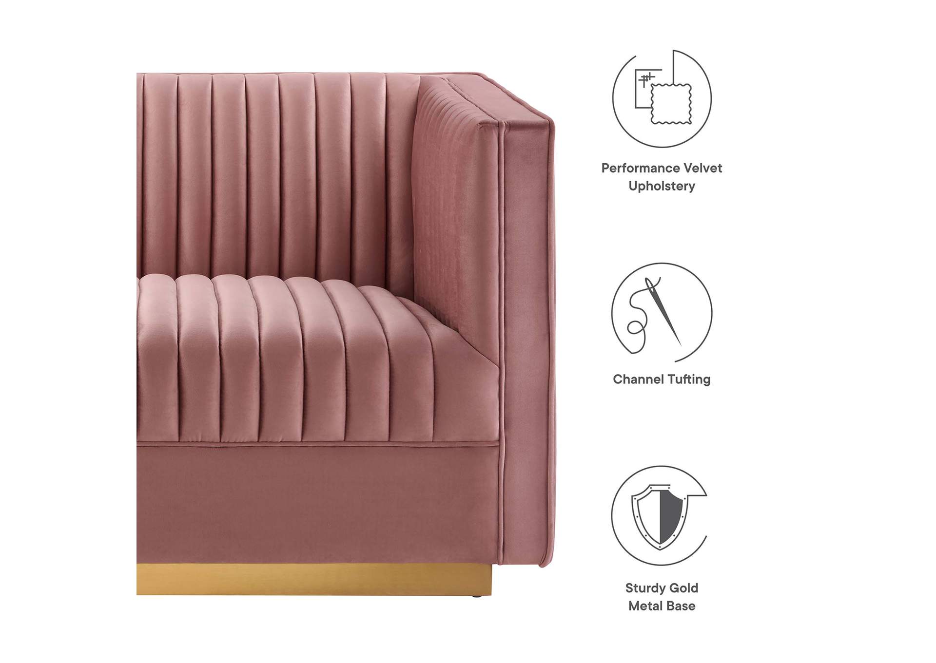 Sanguine Channel Tufted Performance Velvet 4-Seat Modular Sectional Sofa image 12