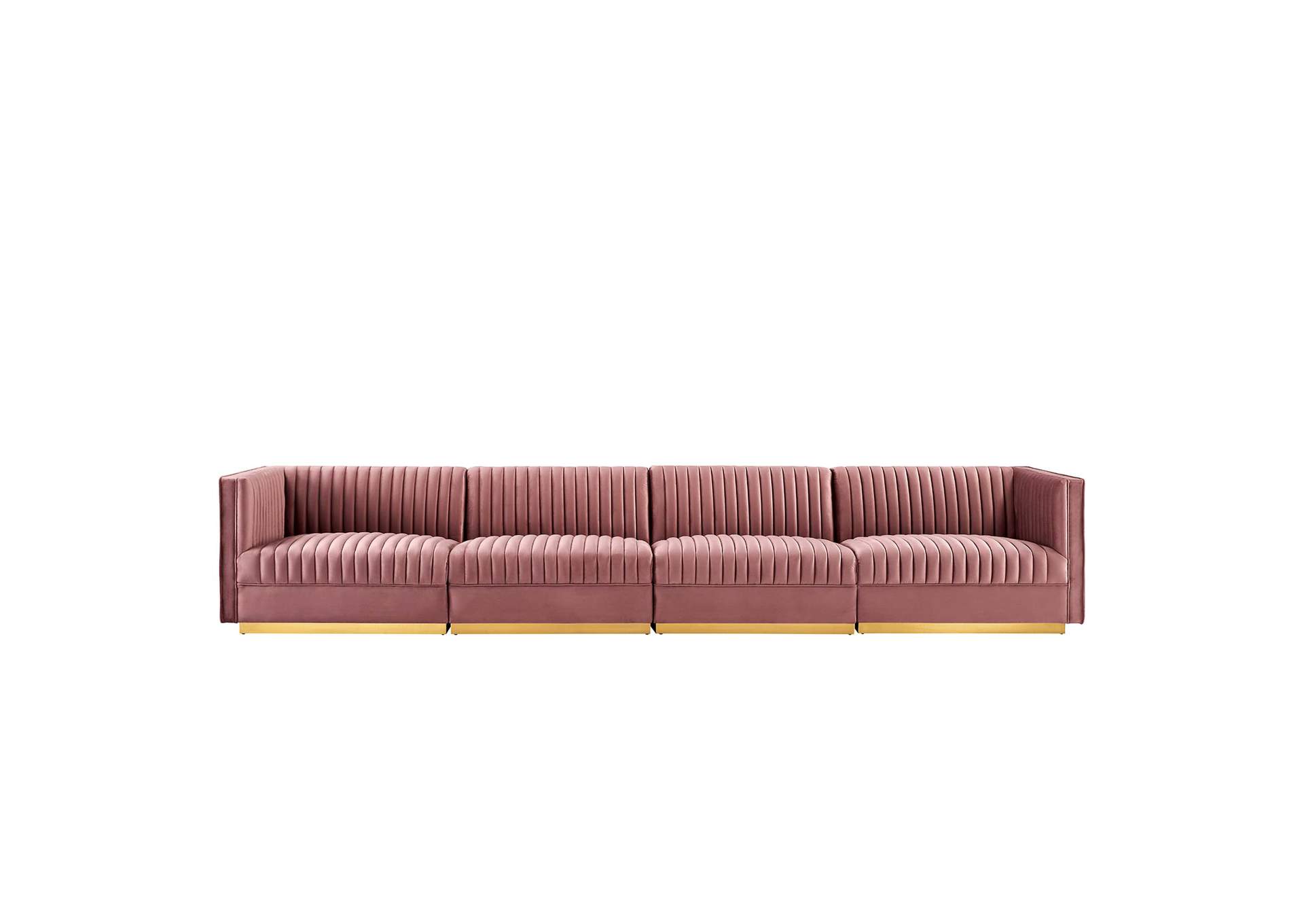 Sanguine Channel Tufted Performance Velvet 4-Seat Modular Sectional Sofa image 3