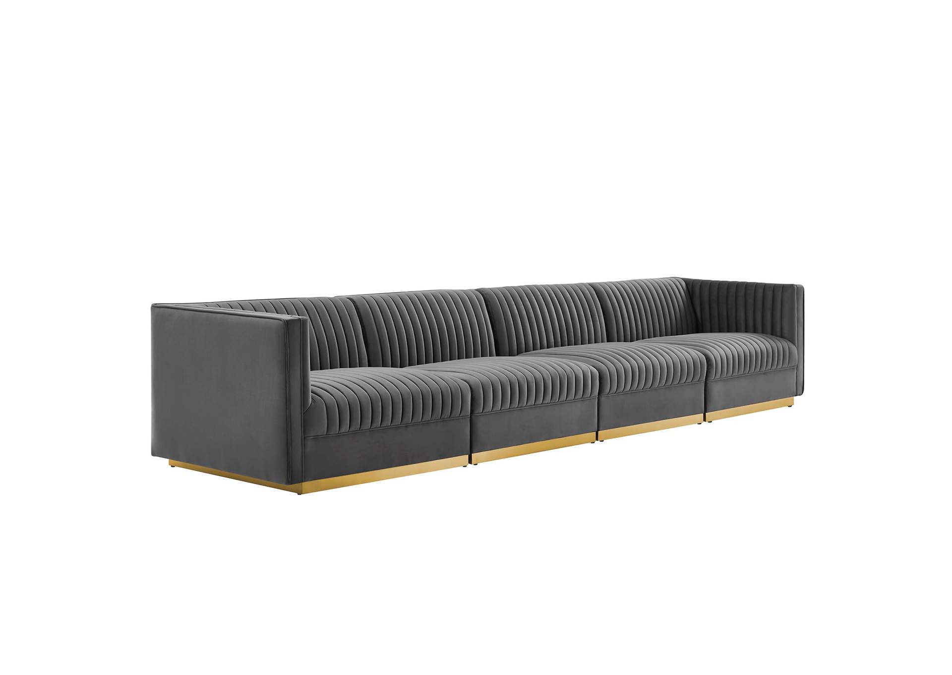 Sanguine Channel Tufted Performance Velvet 4-Seat Modular Sectional Sofa By Modway image 1