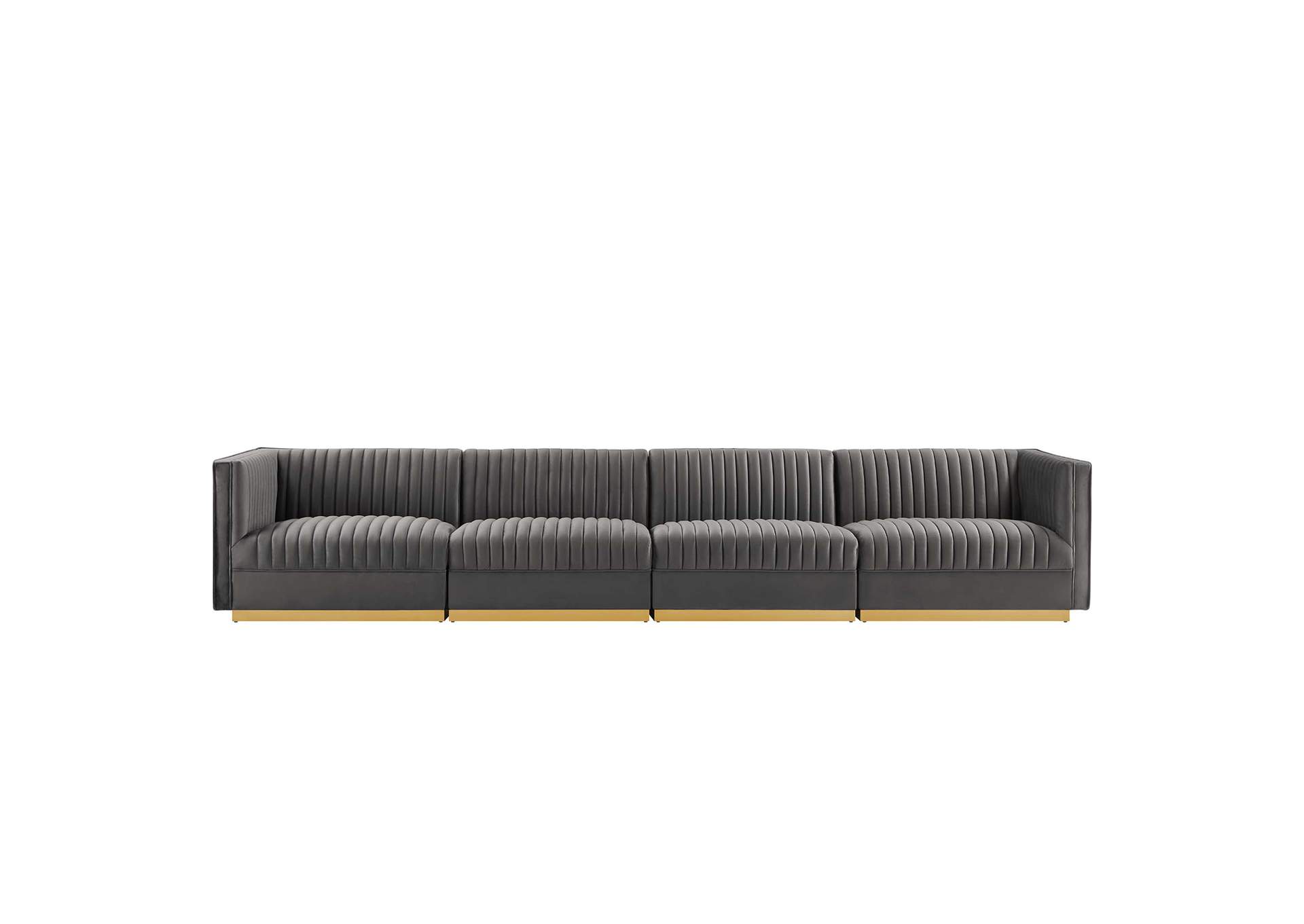 Sanguine Channel Tufted Performance Velvet 4-Seat Modular Sectional Sofa image 4