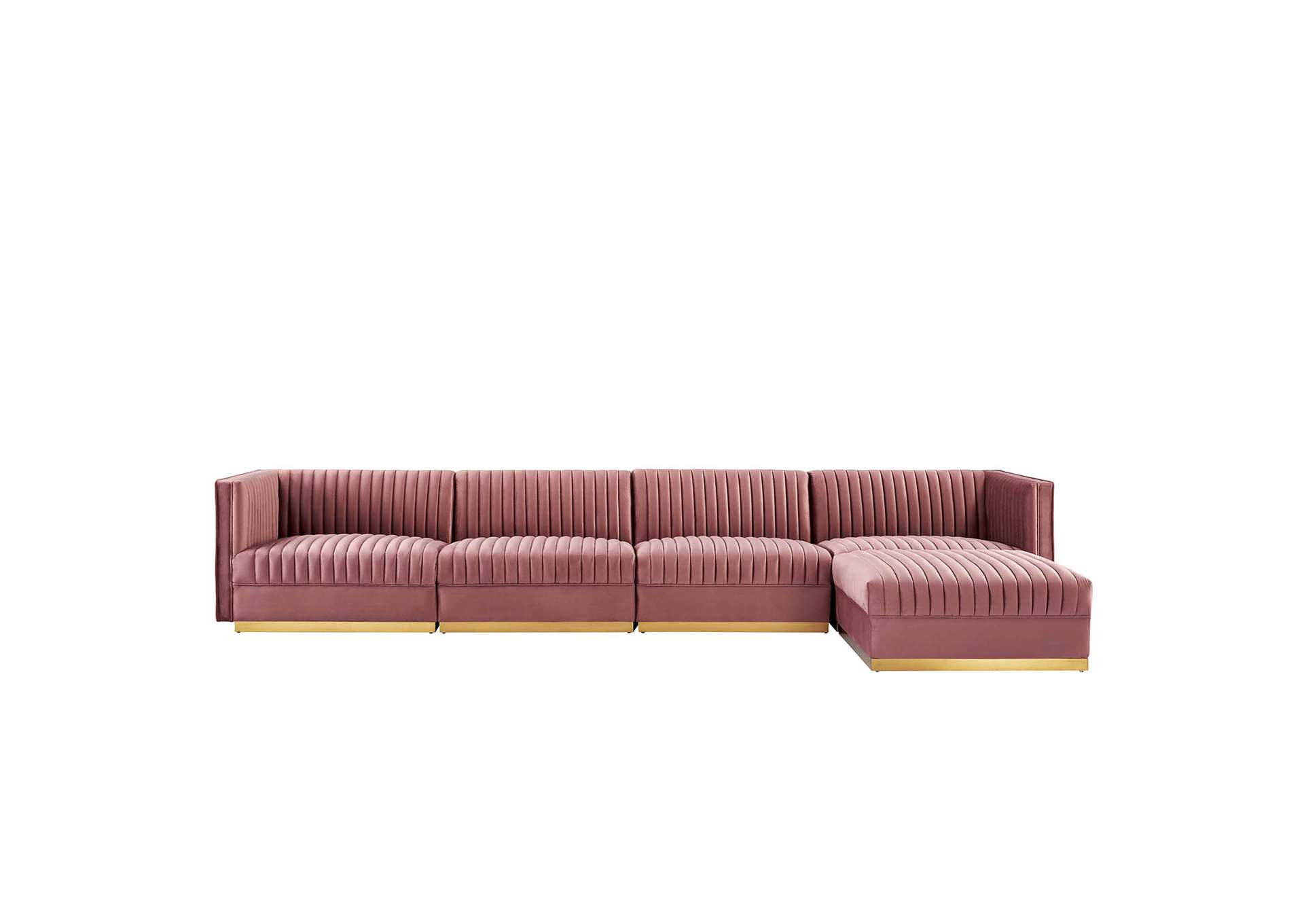 Sanguine 5 Piece Channel Tufted Performance Velvet Modular Sectional Sofa By Modway image 1