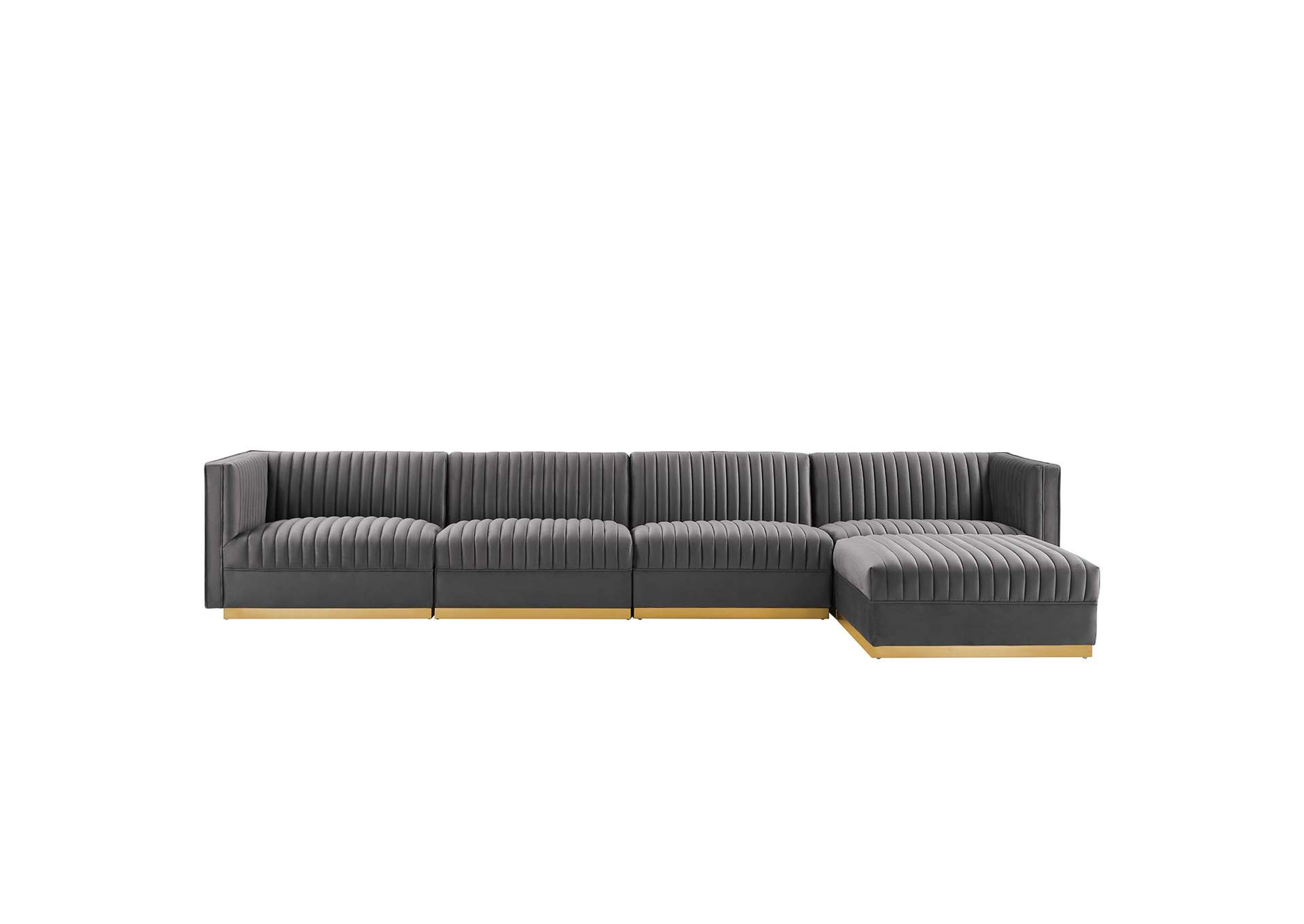 Sanguine 5 Piece Channel Tufted Performance Velvet Modular Sectional Sofa By Modway image 1