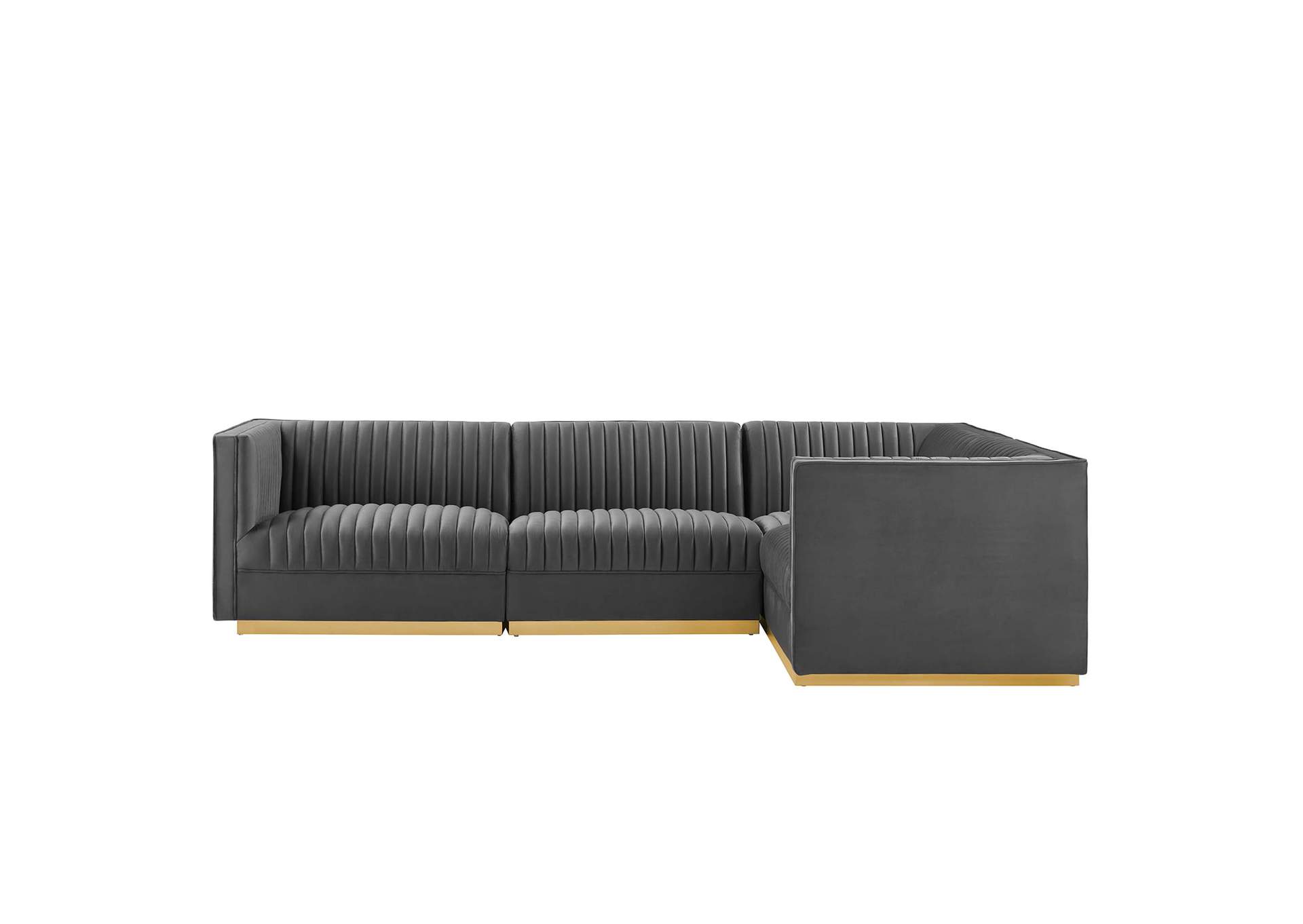 Sanguine Channel Tufted Performance Velvet 4-Piece Right-Facing Modular Sectional Sofa image 3