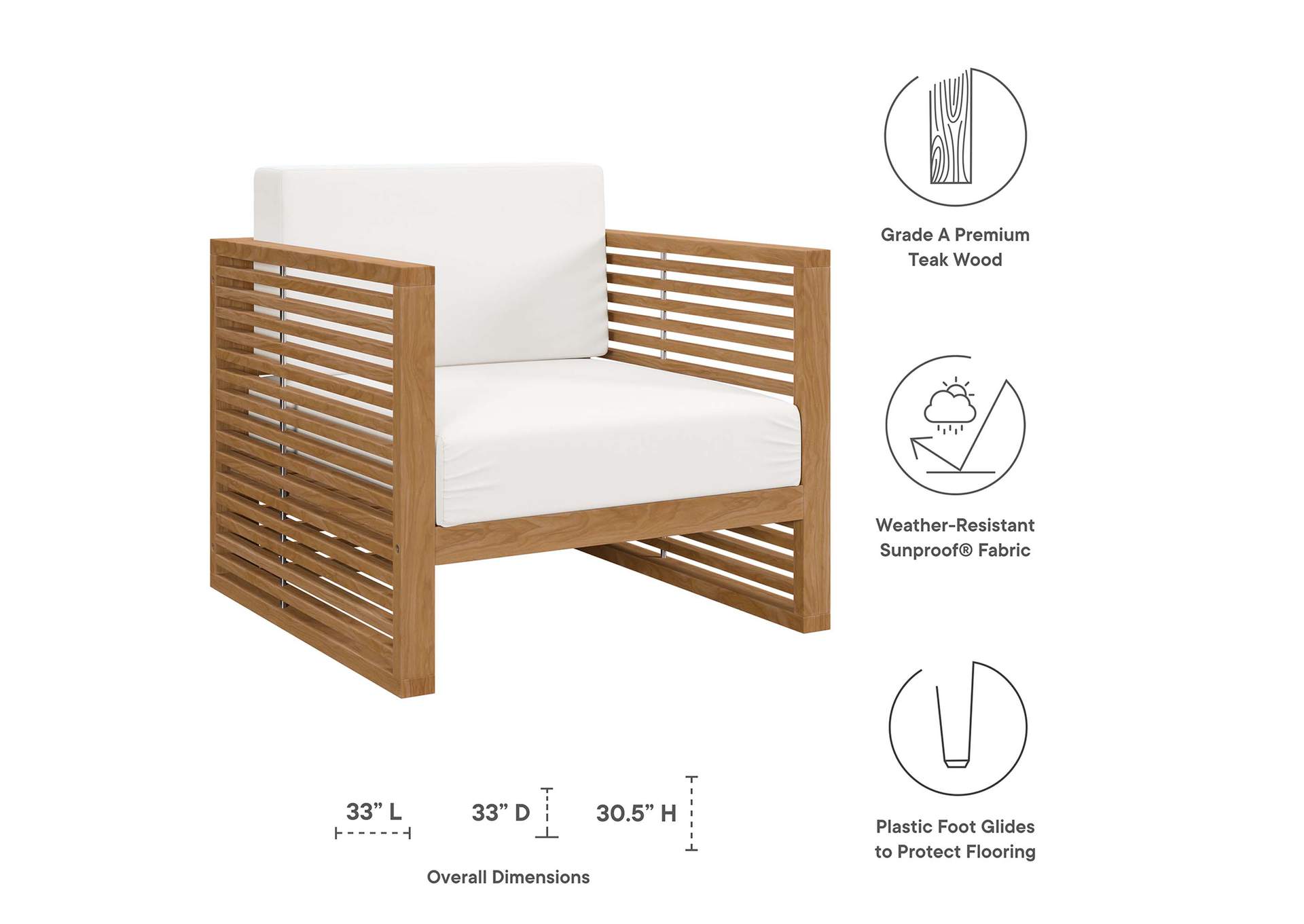 Carlsbad 6-Piece Teak Wood Outdoor Patio Set