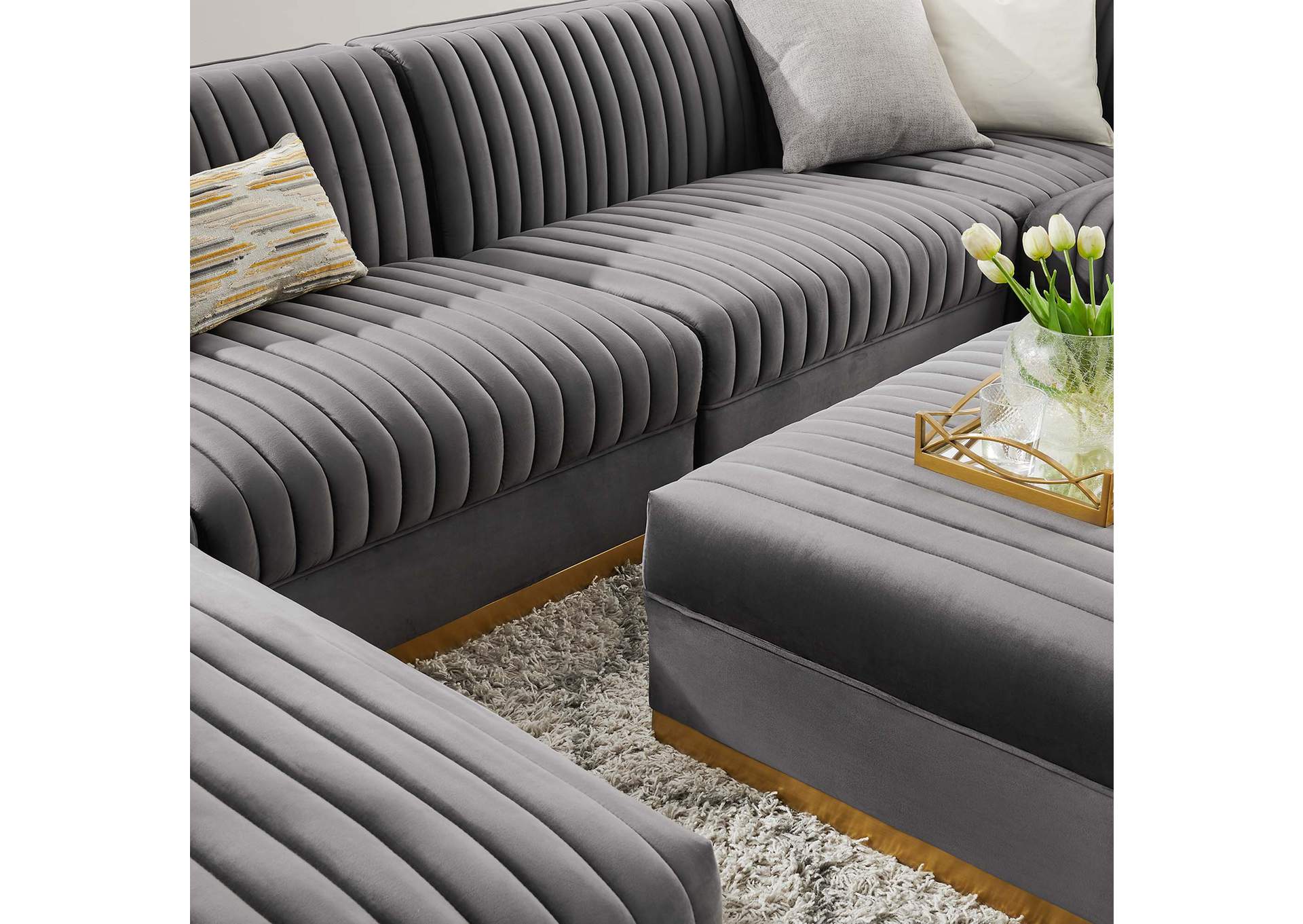 Sanguine Channel Tufted Performance Velvet 7-Piece Right-Facing Modular Sectional Sofa image 16