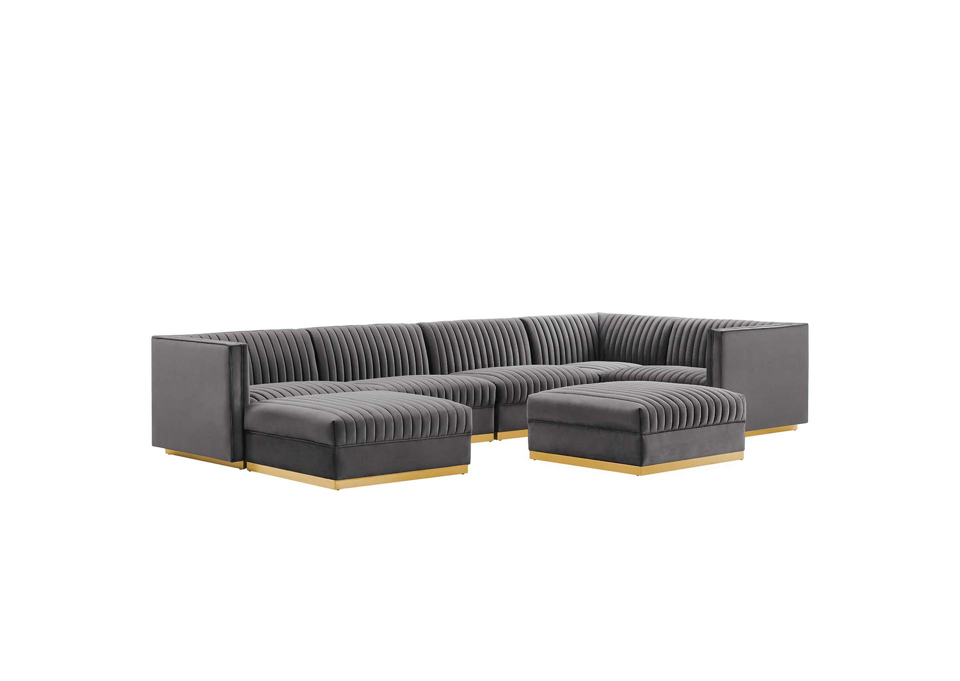 Sanguine Channel Tufted Performance Velvet 7-Piece Right-Facing Modular Sectional Sofa image 3