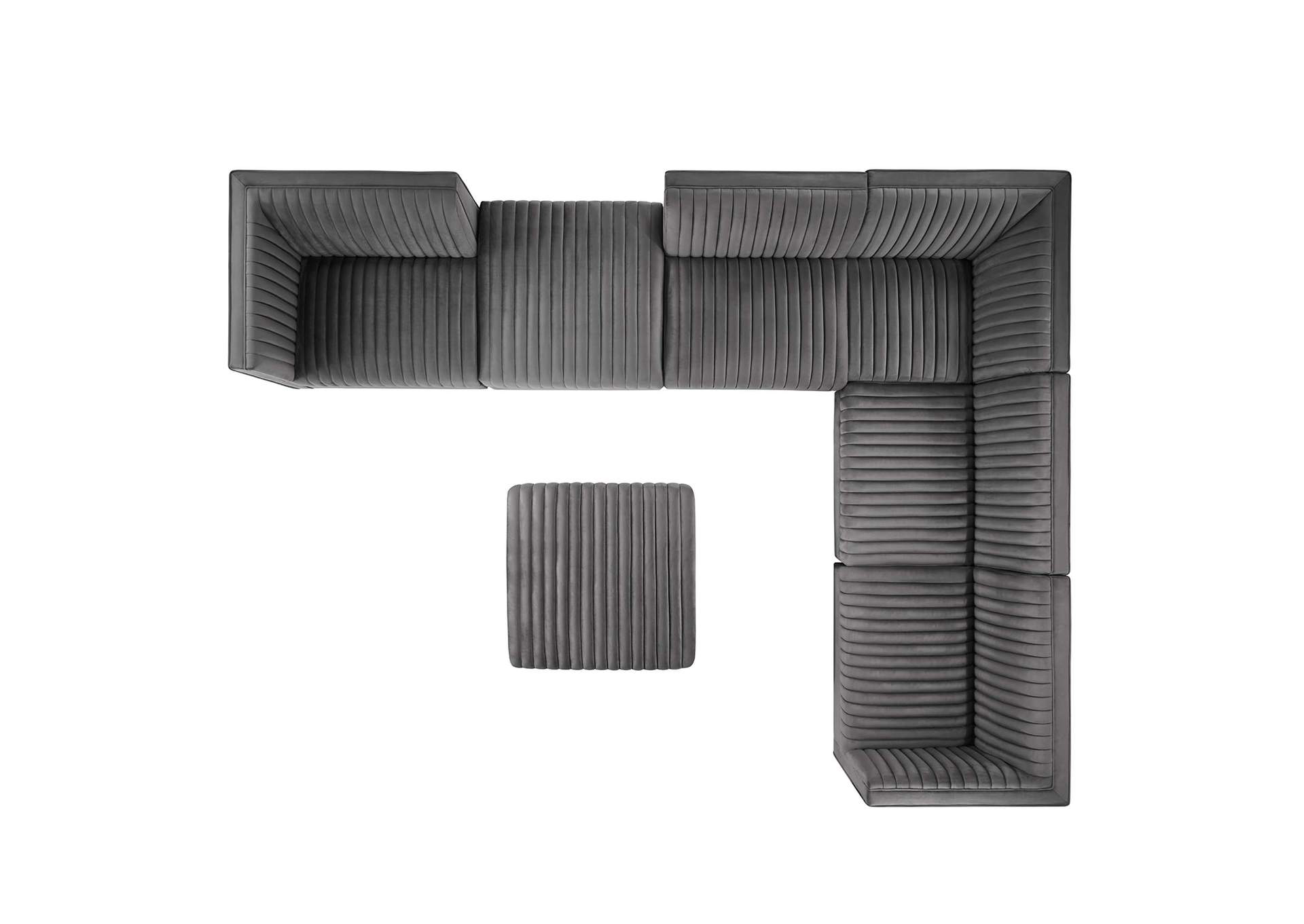 Sanguine Channel Tufted Performance Velvet 7-Piece Right-Facing Modular Sectional Sofa image 5