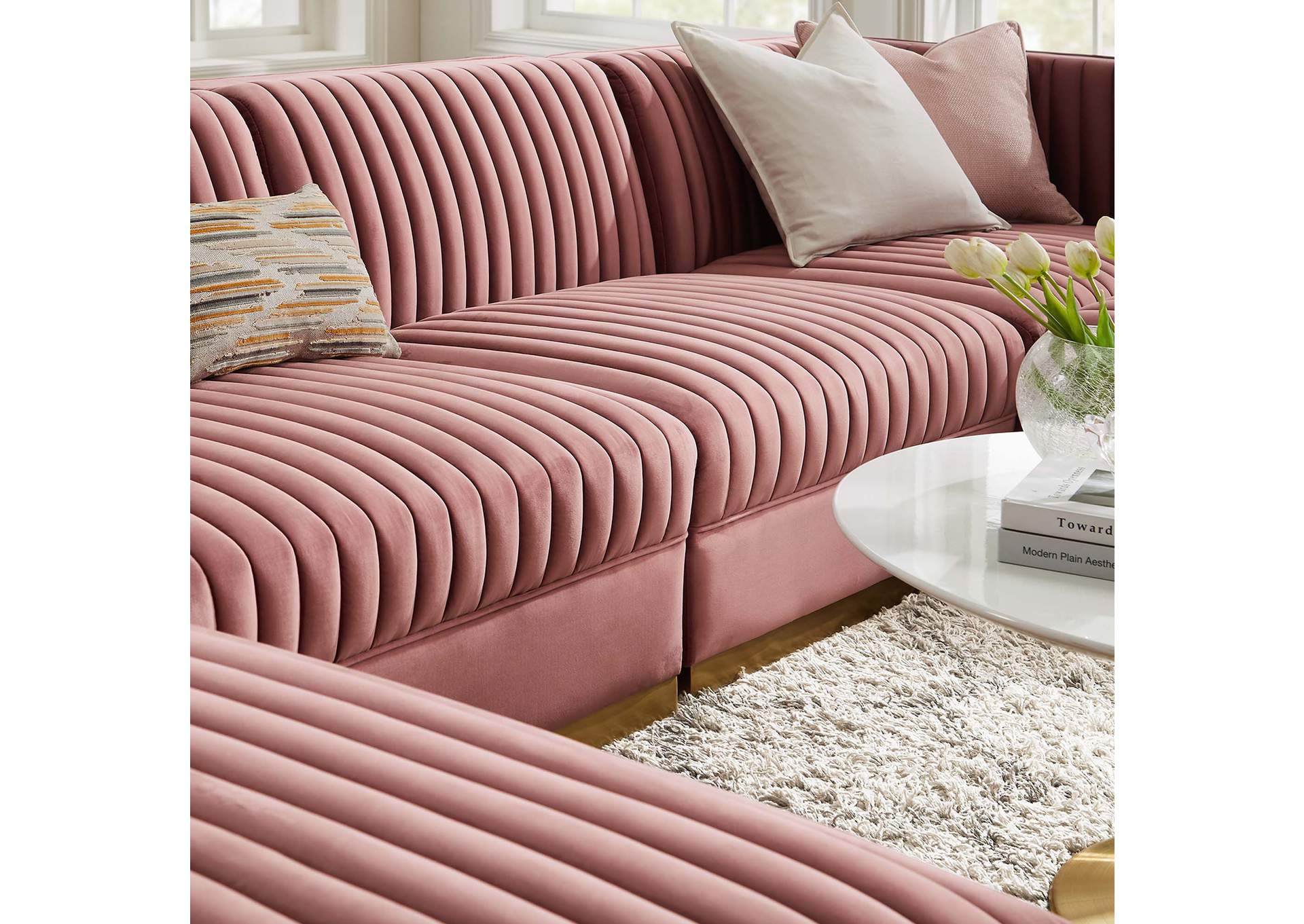 Sanguine Channel Tufted Performance Velvet 6-Piece Modular Sectional Sofa image 14