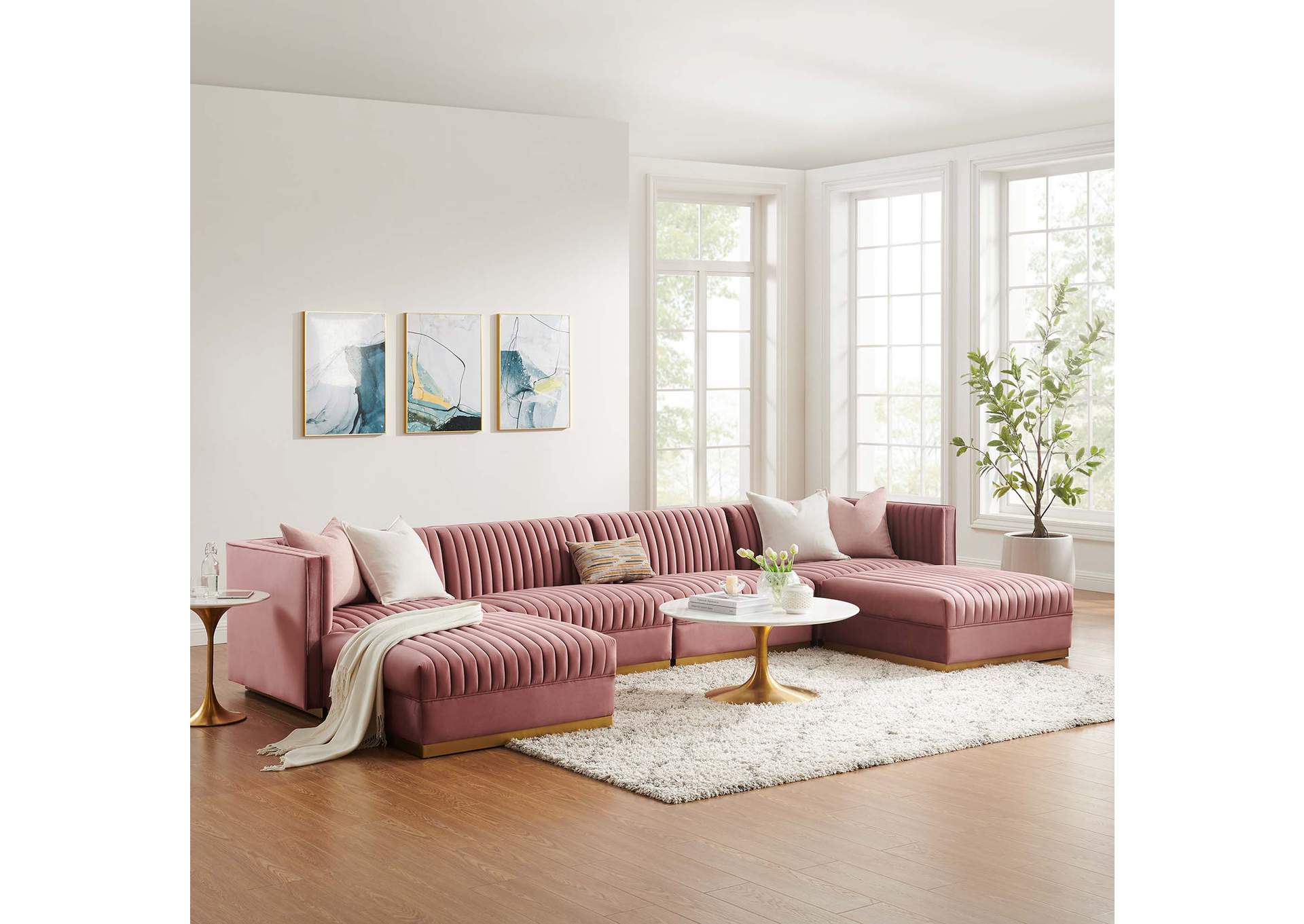 Sanguine Channel Tufted Performance Velvet 6-Piece Modular Sectional Sofa image 15