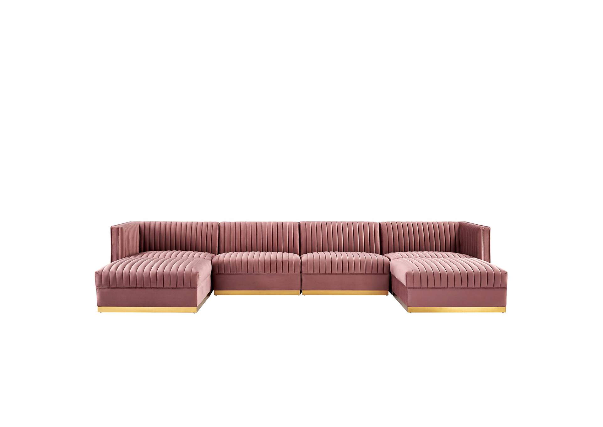 Sanguine 6-Piece Channel Tufted Performance Velvet Modular Sectional Sofa By Modway image 1