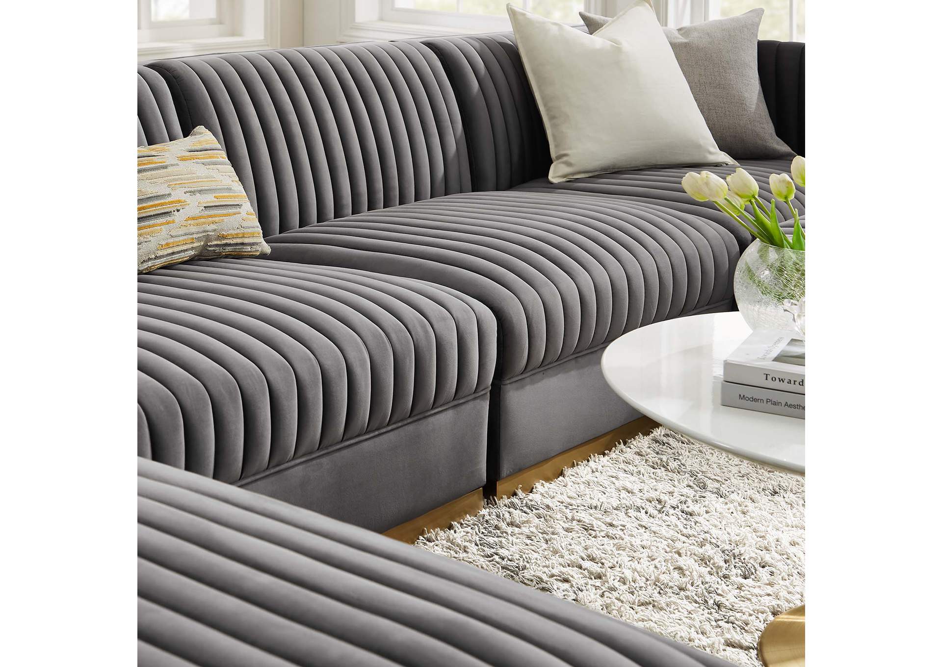 Sanguine Channel Tufted Performance Velvet 6-Piece Modular Sectional Sofa image 14