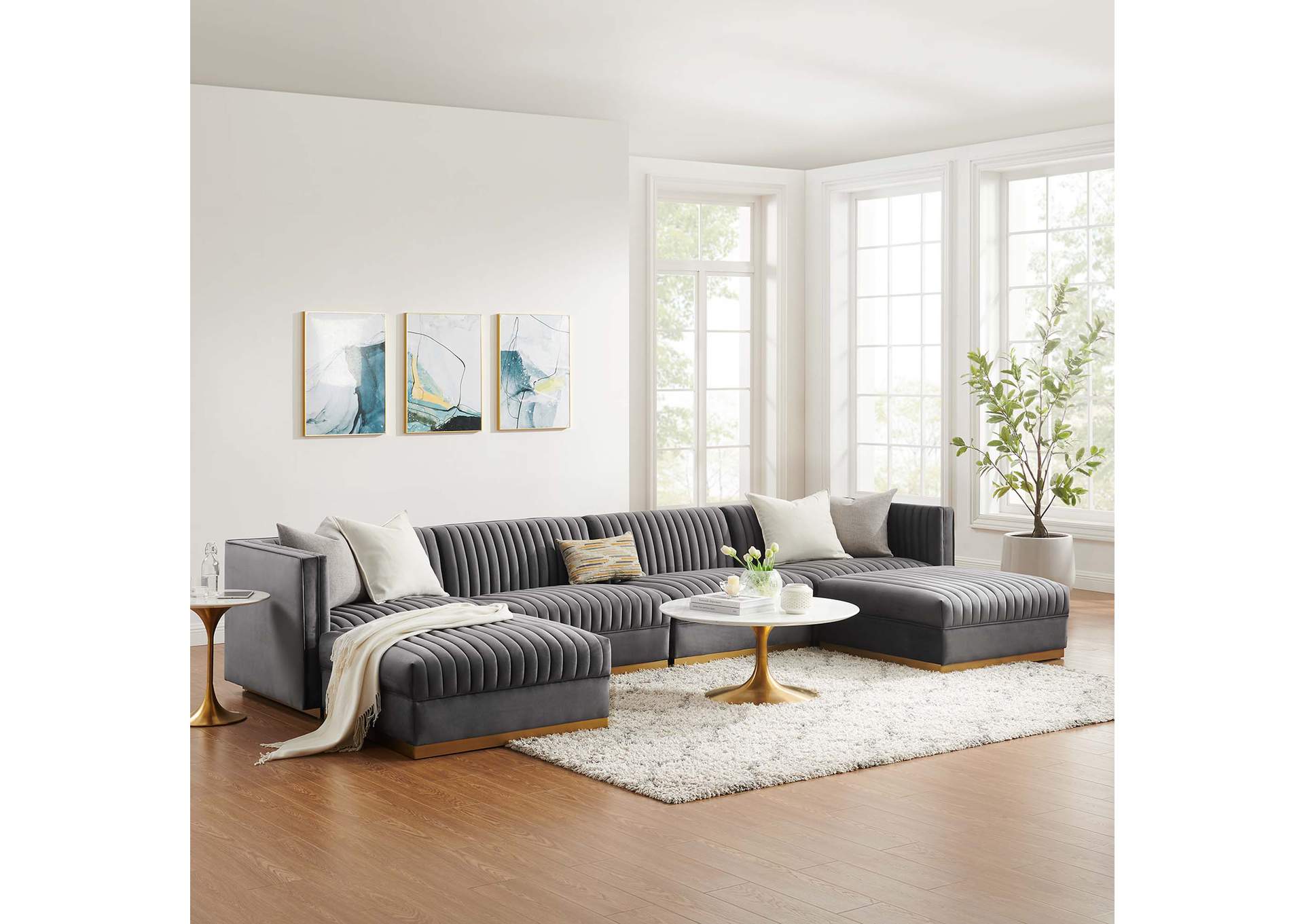Sanguine Channel Tufted Performance Velvet 6-Piece Modular Sectional Sofa image 15