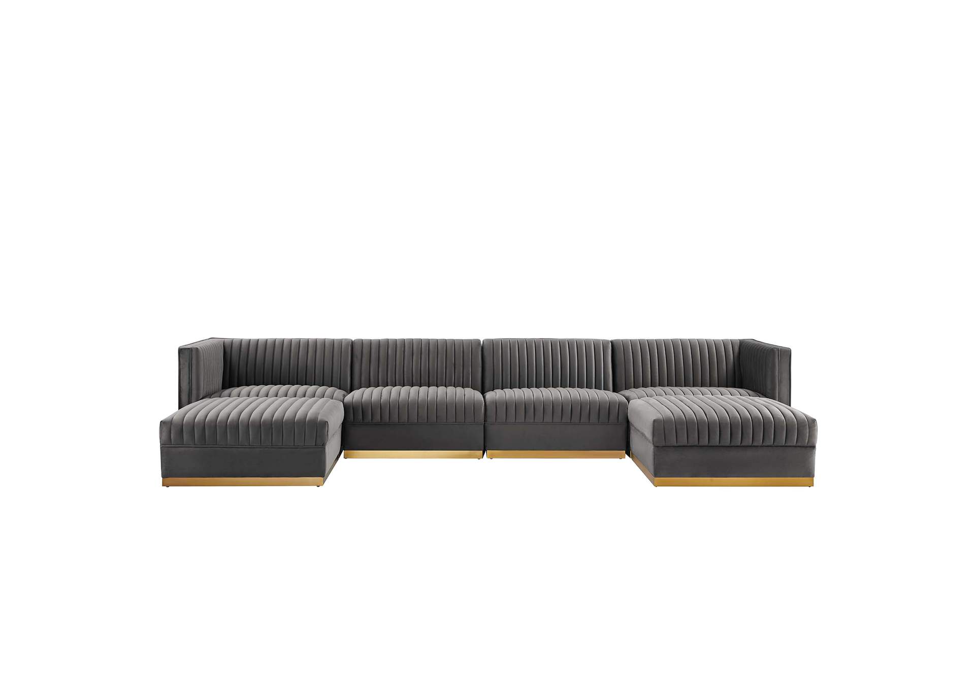 Sanguine 6-Piece Channel Tufted Performance Velvet Modular Sectional Sofa By Modway image 1