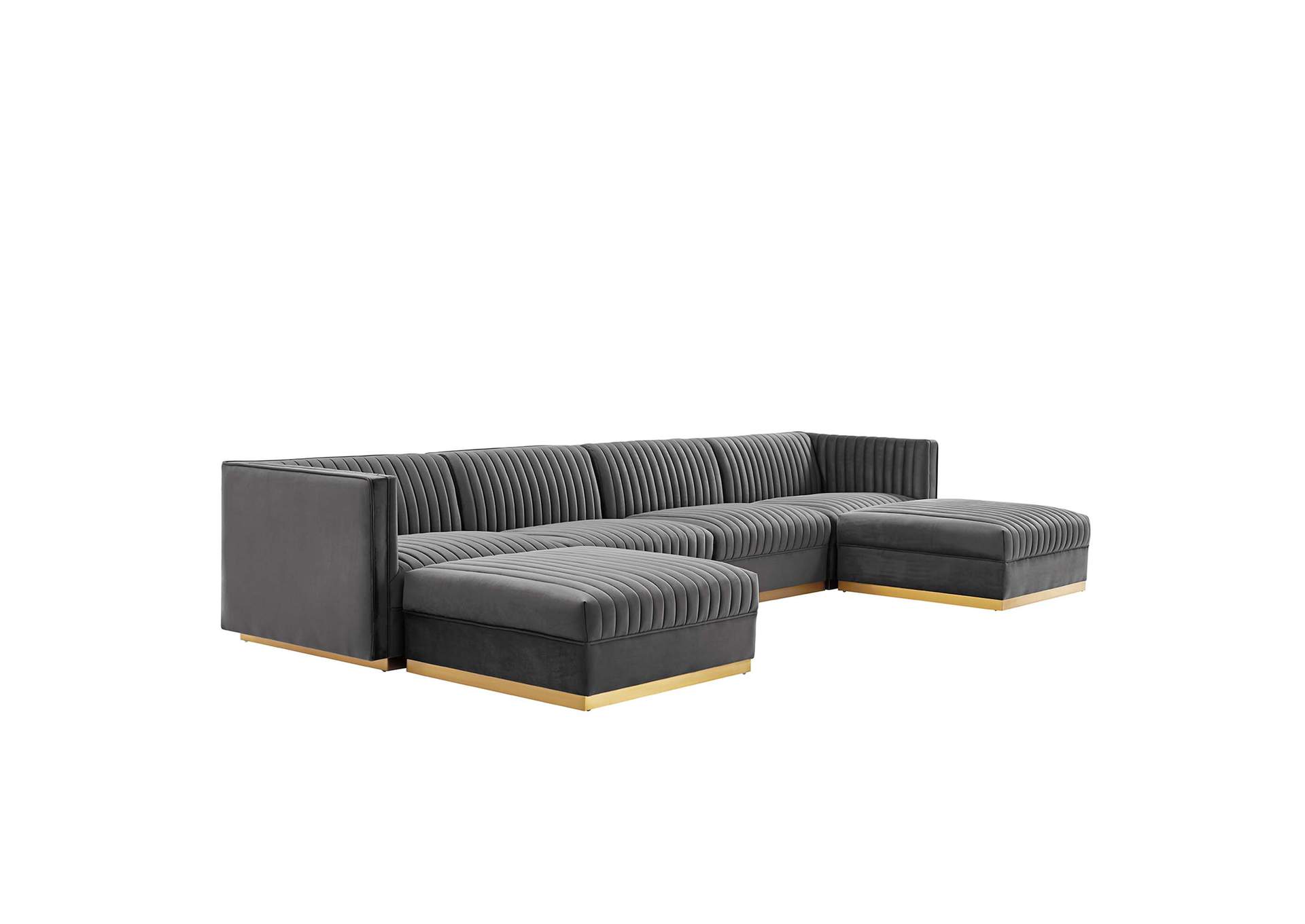 Sanguine Channel Tufted Performance Velvet 6-Piece Modular Sectional Sofa image 3