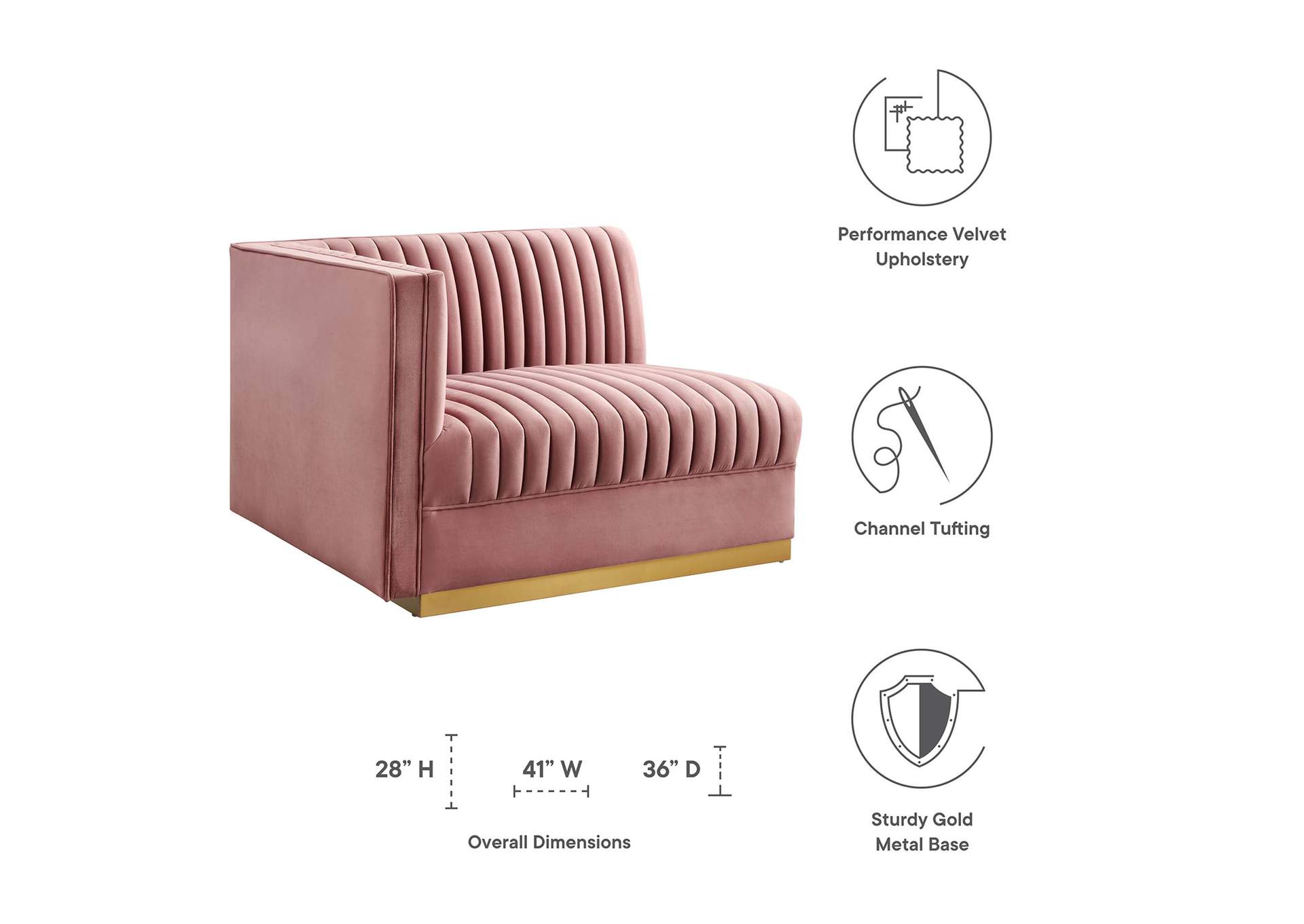 Sanguine Channel Tufted Performance Velvet Modular Sectional Sofa Left-Arm Chair image 8