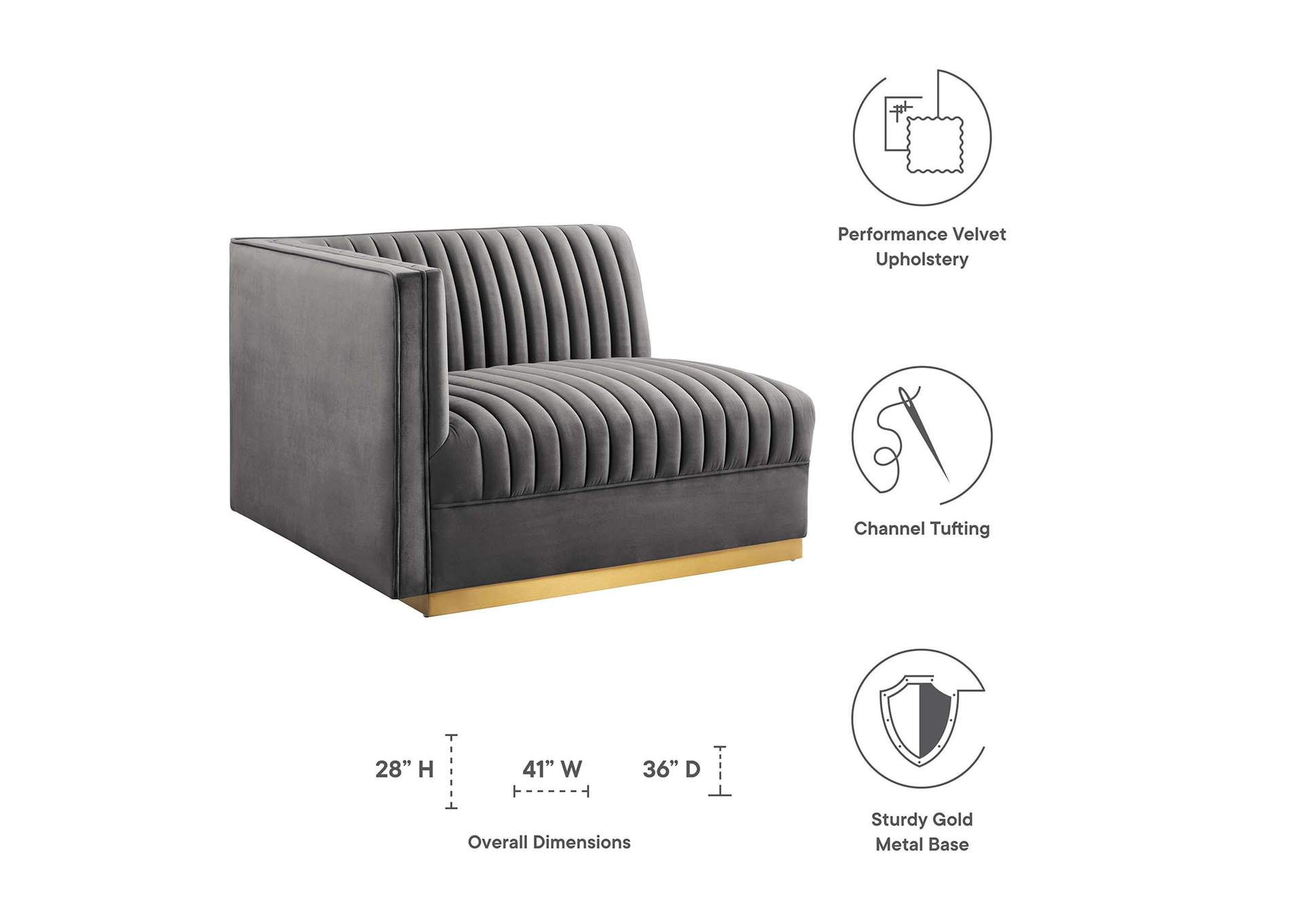 Sanguine Channel Tufted Performance Velvet Modular Sectional Sofa Left-Arm Chair image 8