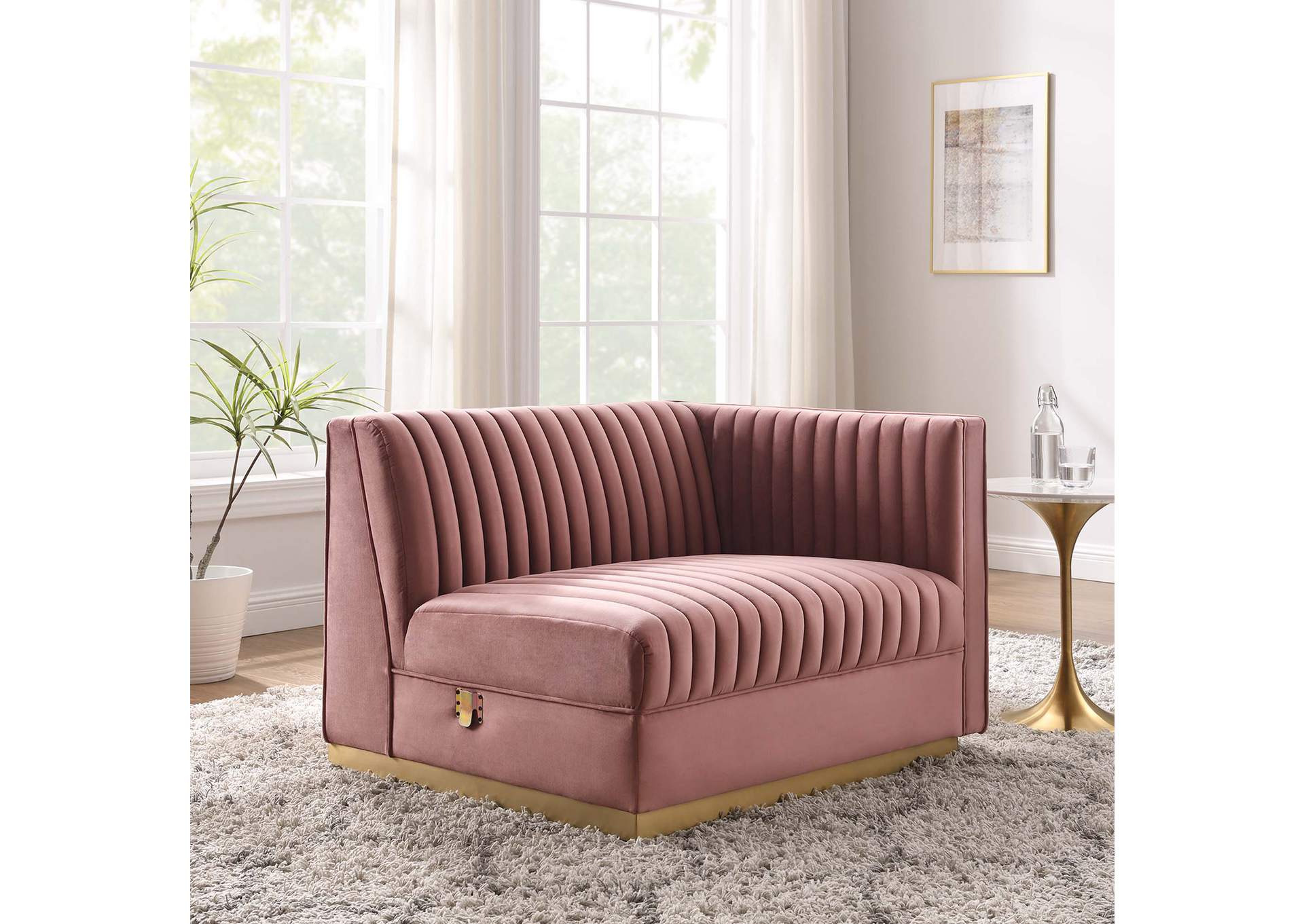 Sanguine Channel Tufted Performance Velvet Modular Sectional Sofa Right-Arm Chair image 9