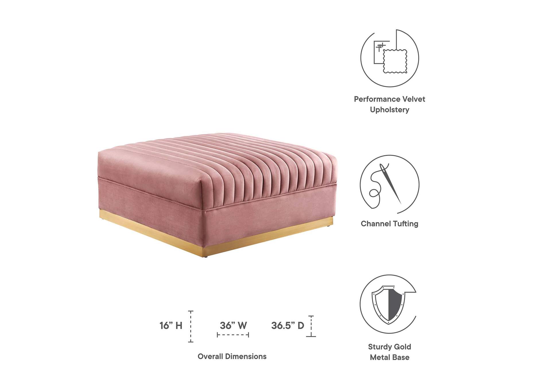 Sanguine Channel Tufted Performance Velvet Modular Sectional Sofa Ottoman image 5