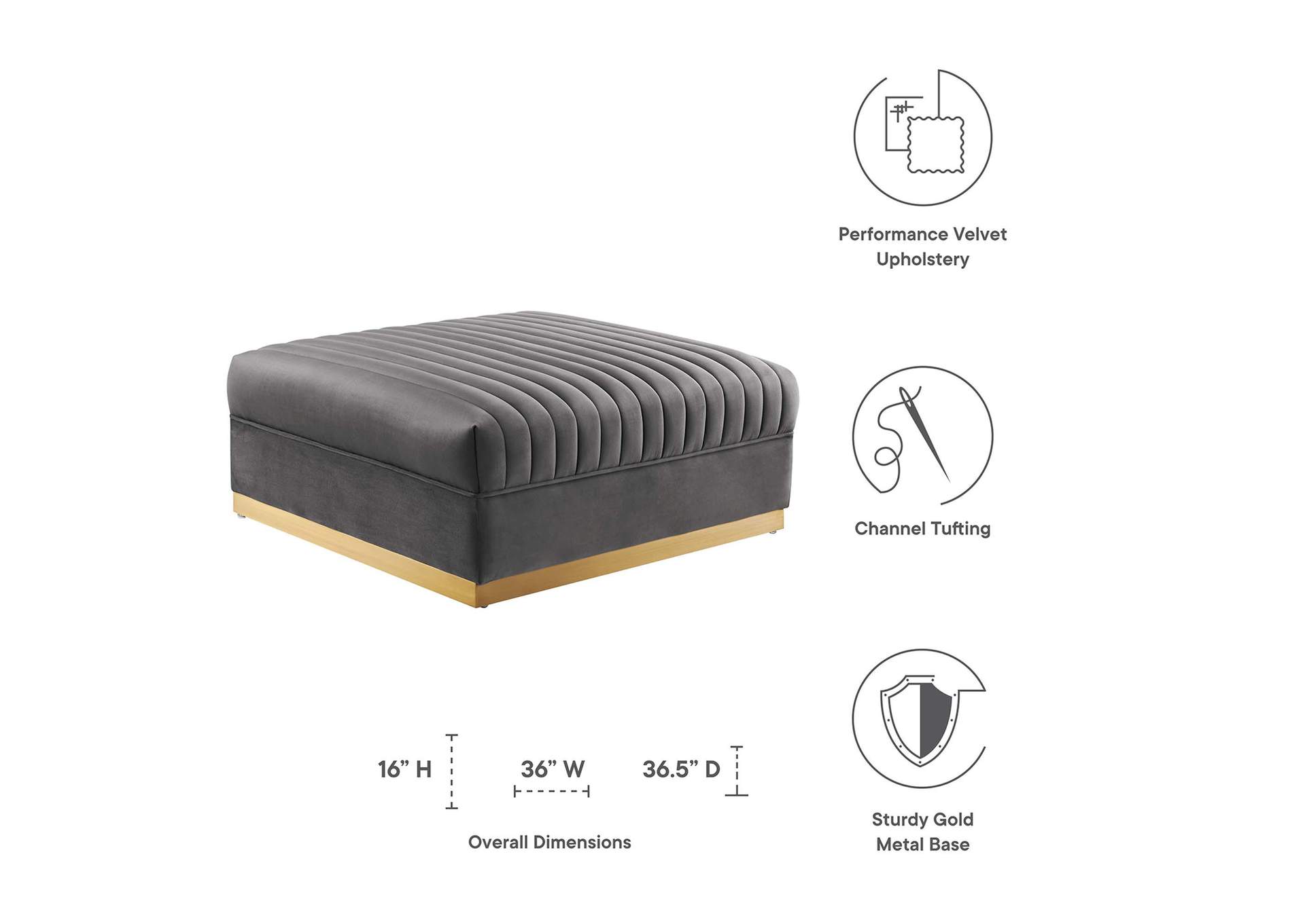 Sanguine Channel Tufted Performance Velvet Modular Sectional Sofa Ottoman image 5