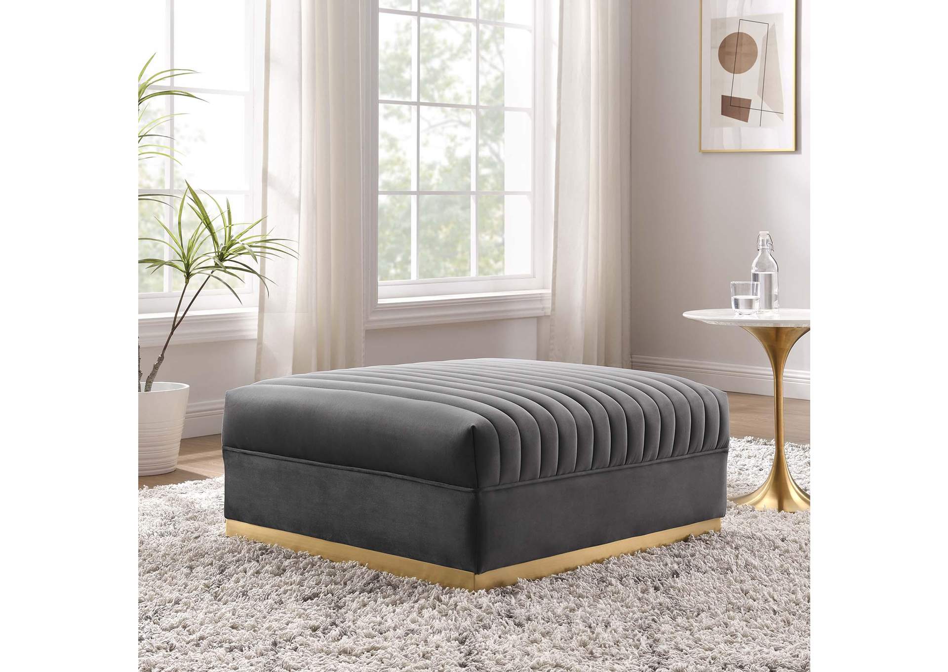Sanguine Channel Tufted Performance Velvet Modular Sectional Sofa Ottoman image 7