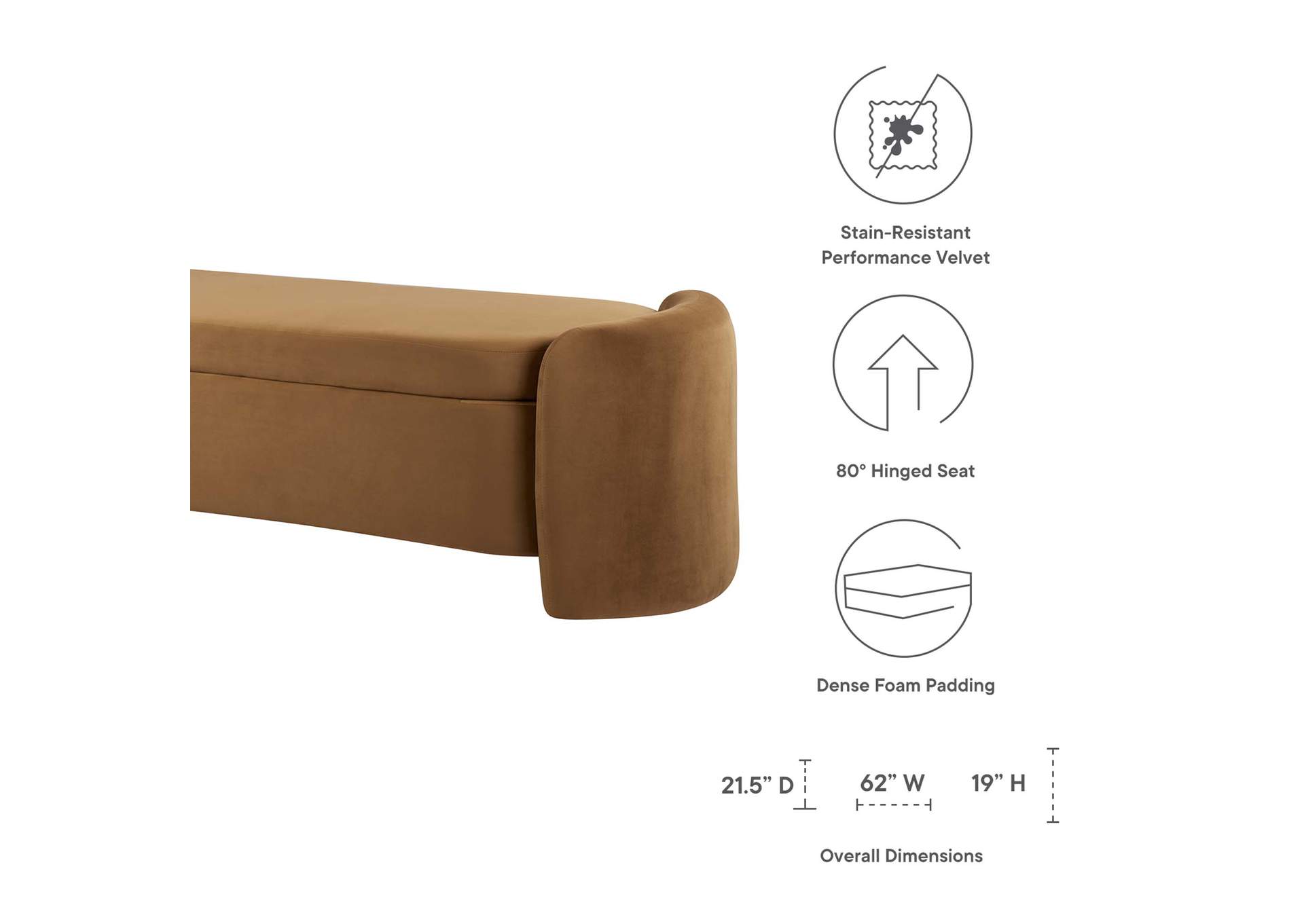 Nebula Upholstered Performance Velvet Bench image 7