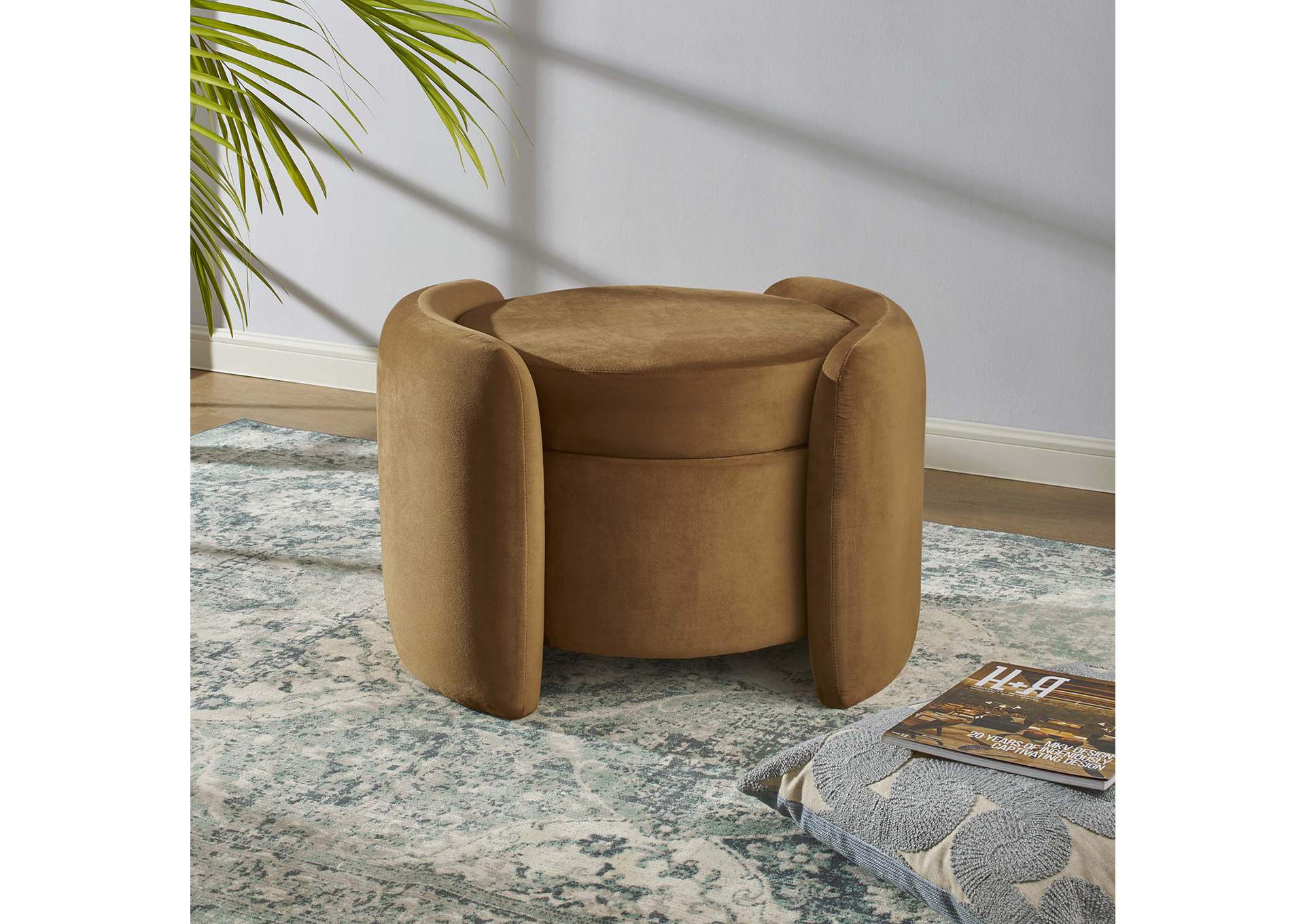Nebula Upholstered Performance Velvet Ottoman image 10