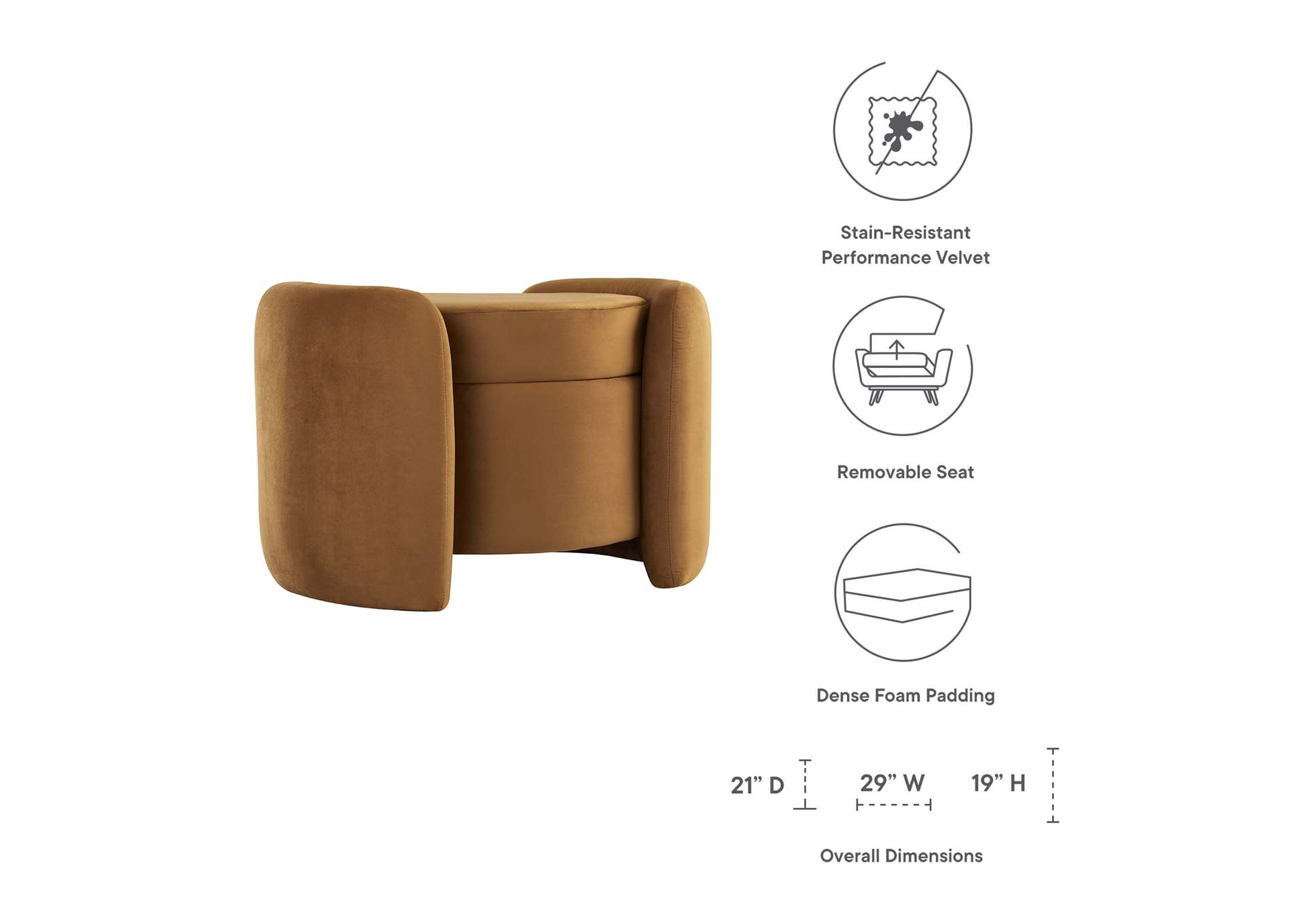 Nebula Upholstered Performance Velvet Ottoman image 9