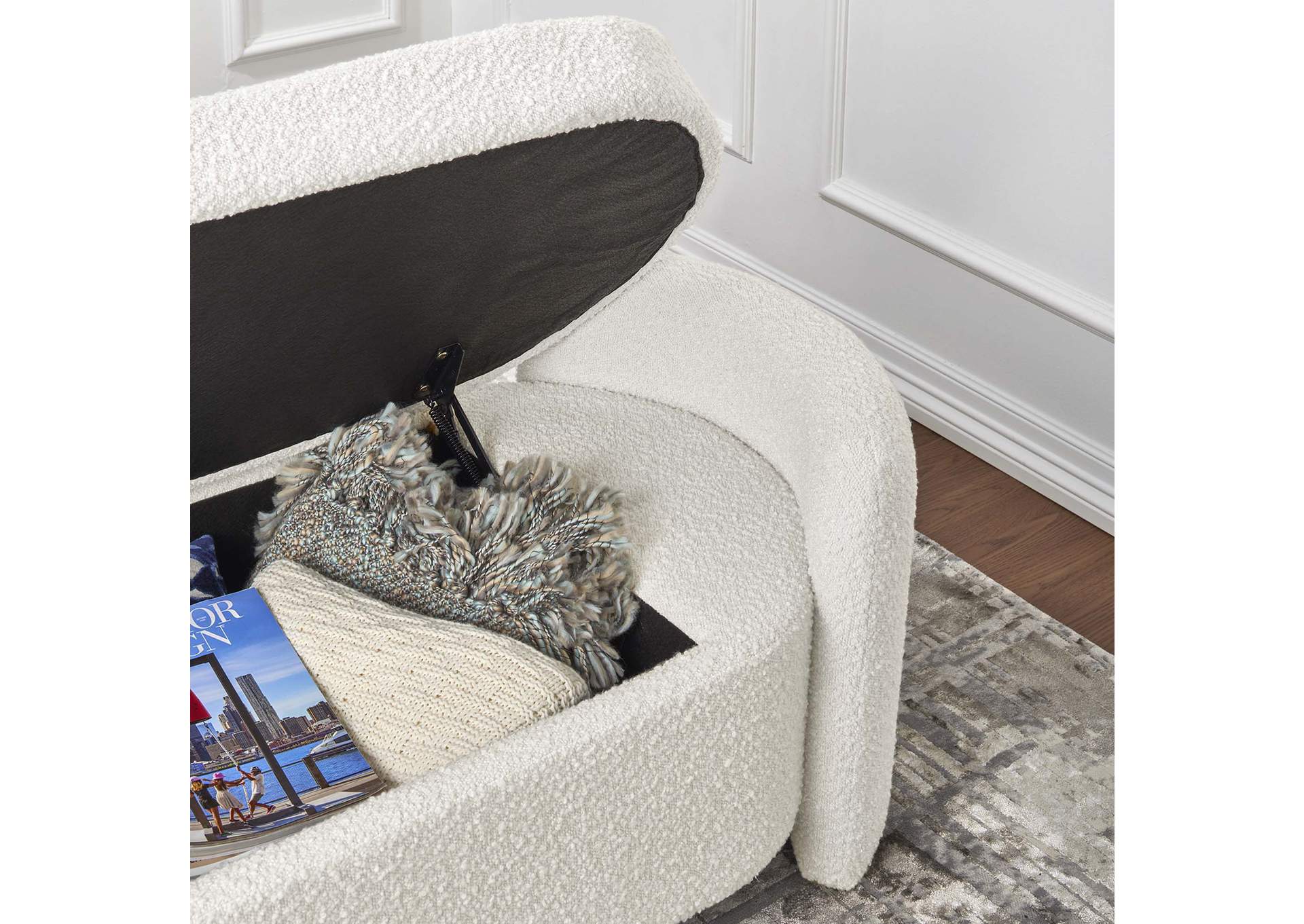Nebula Boucle Upholstered Bench