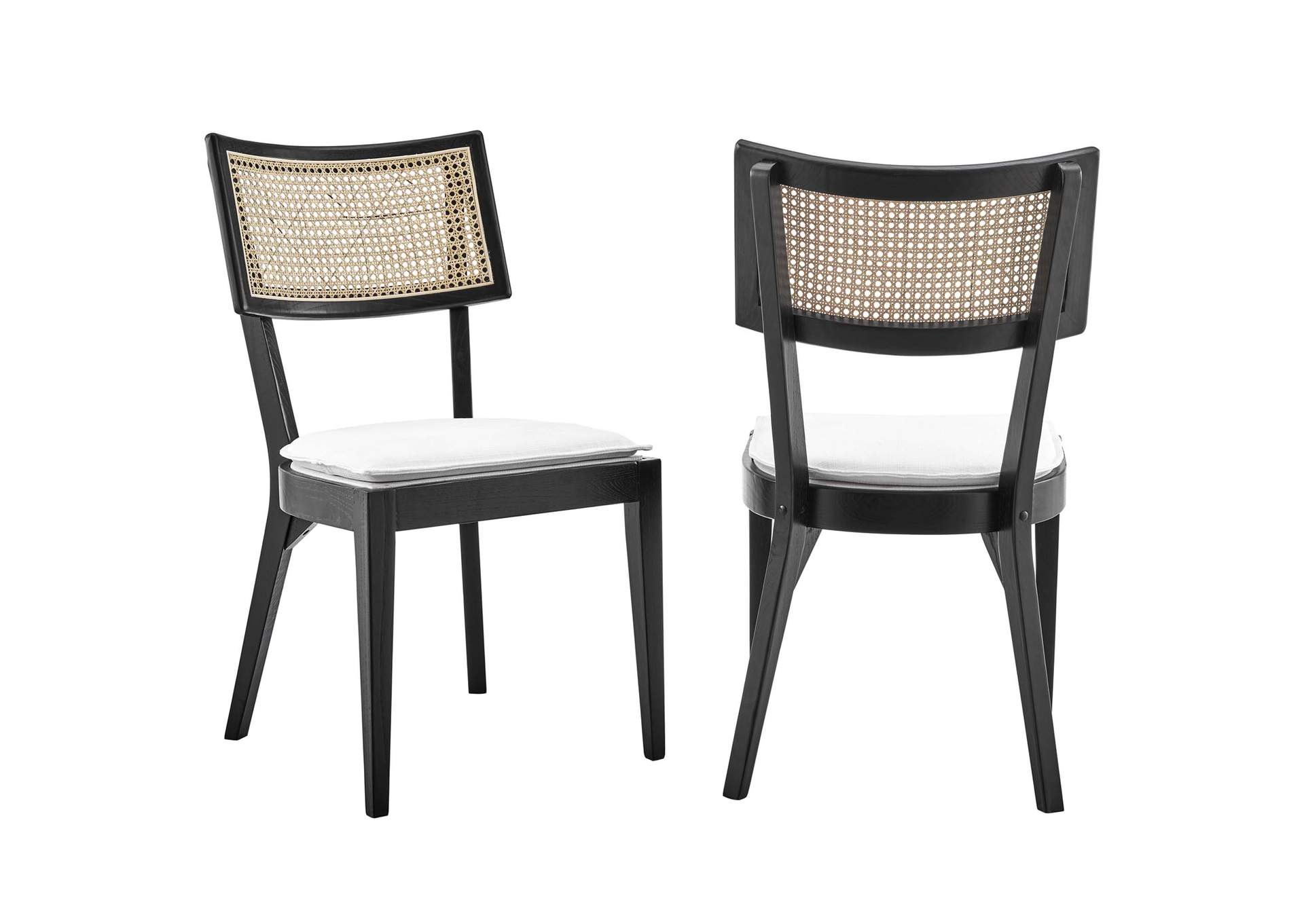Caledonia Fabric Upholstered Wood Dining Chair Set Of 2 By Modway