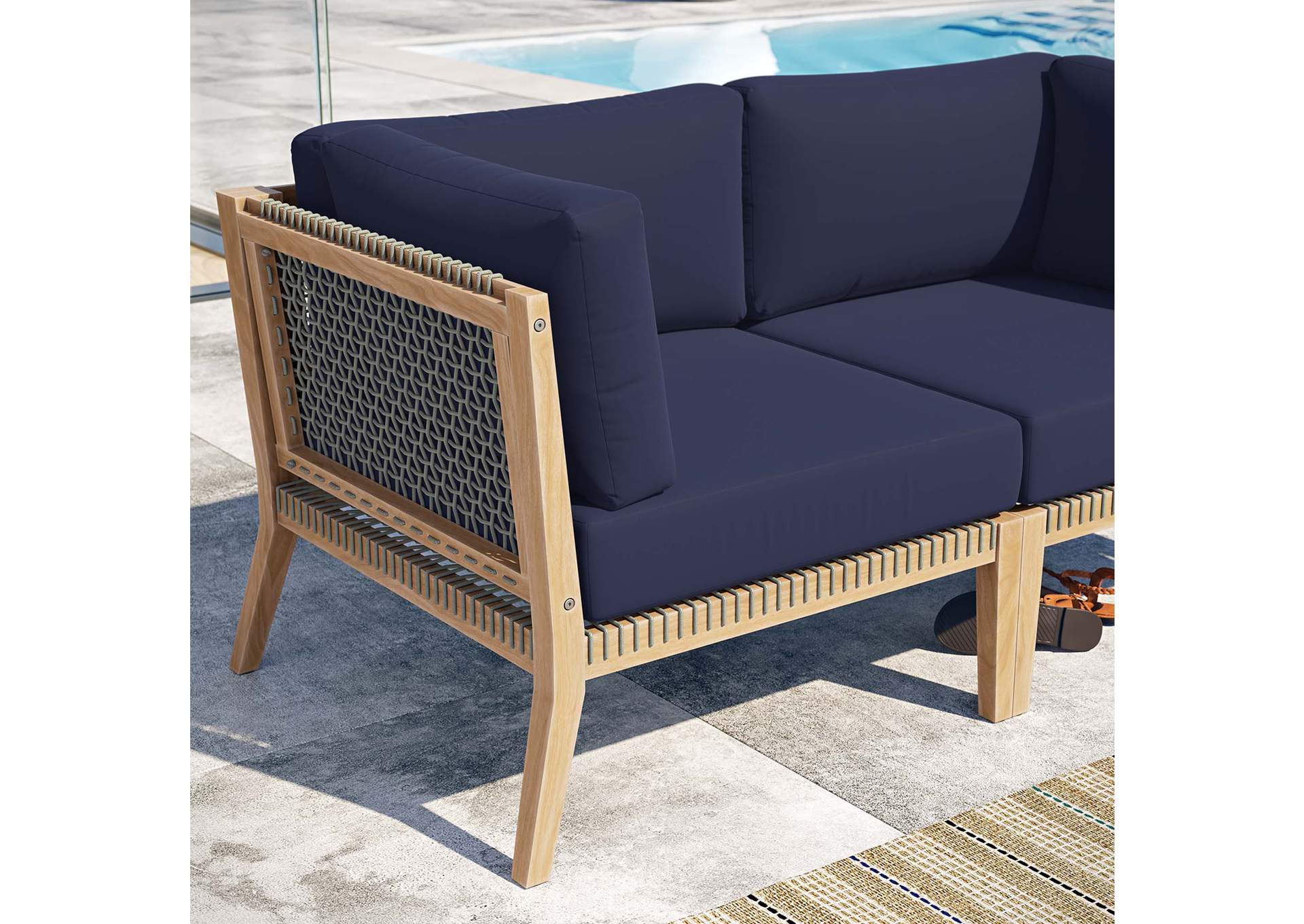 Clearwater Outdoor Patio Teak Wood Loveseat